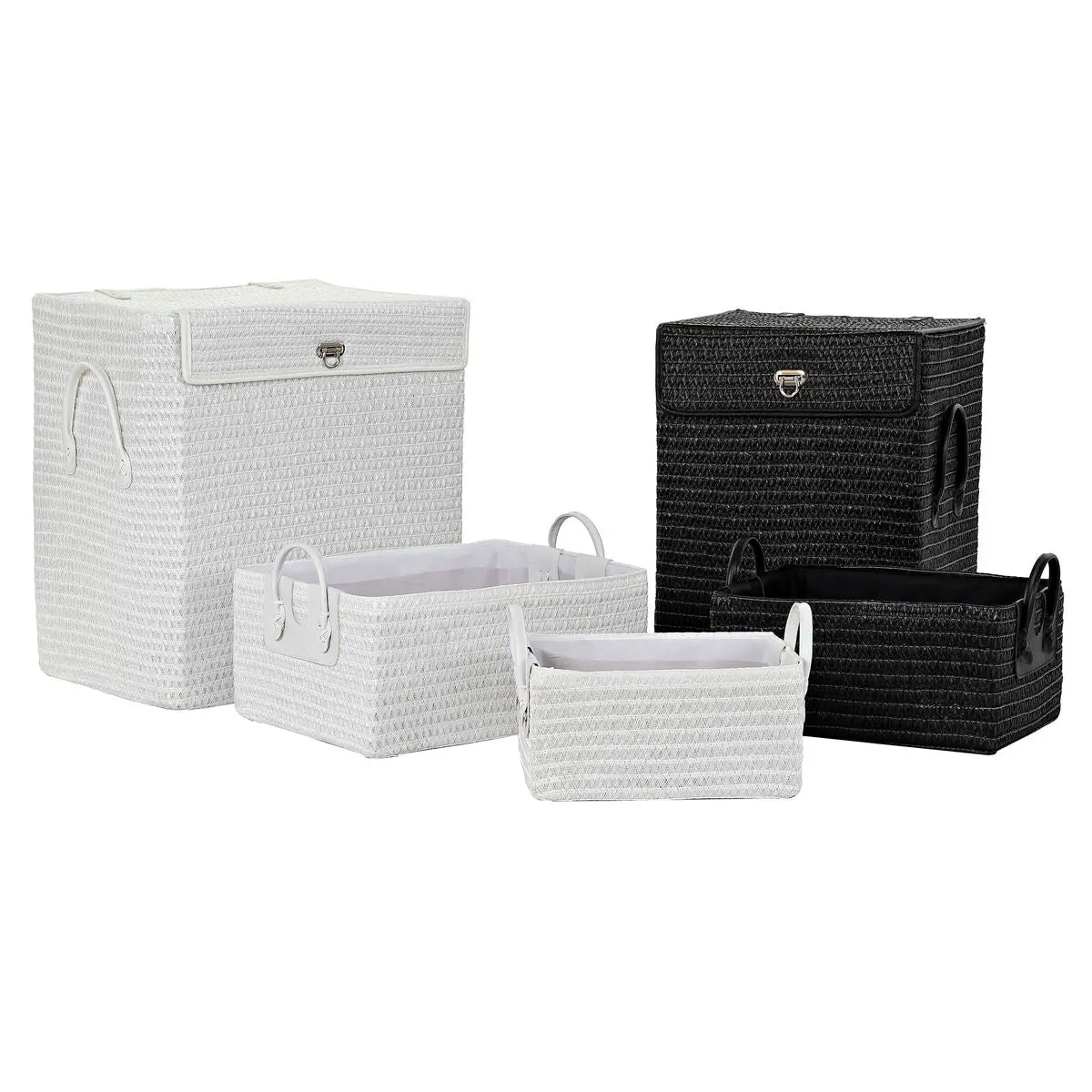 Multi-Purpose Basket Dkd Home Decor White Black Polypropylene 45 X 34 X 49 Cm 4 Kg 1