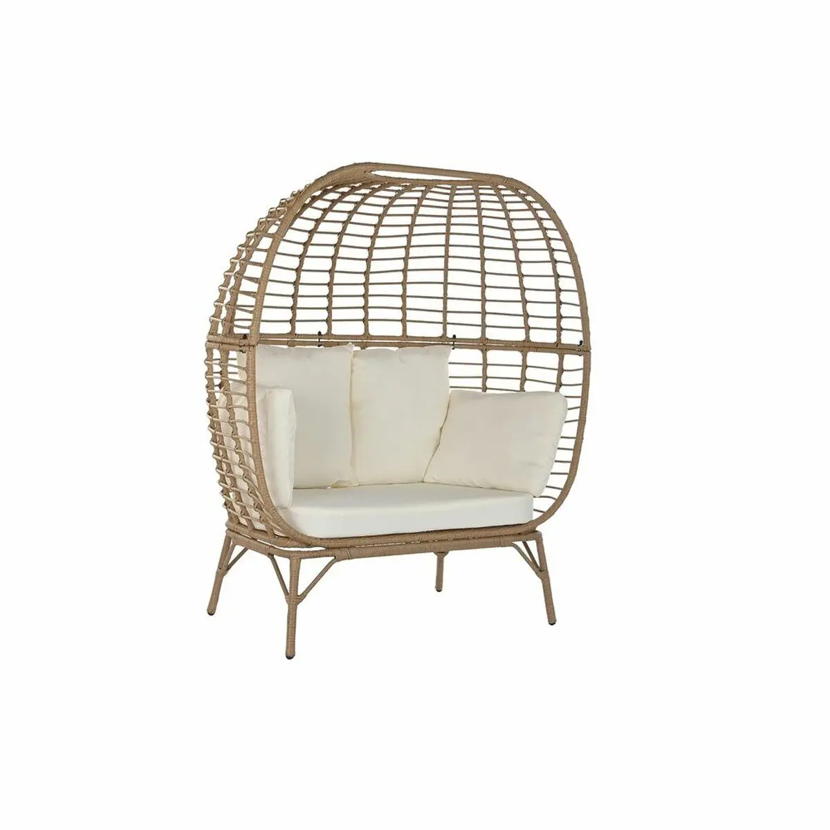 Garden Sofa Dkd Home Decor White Brown Steel Synthetic Rattan 130 X 68 X 146 Cm 1