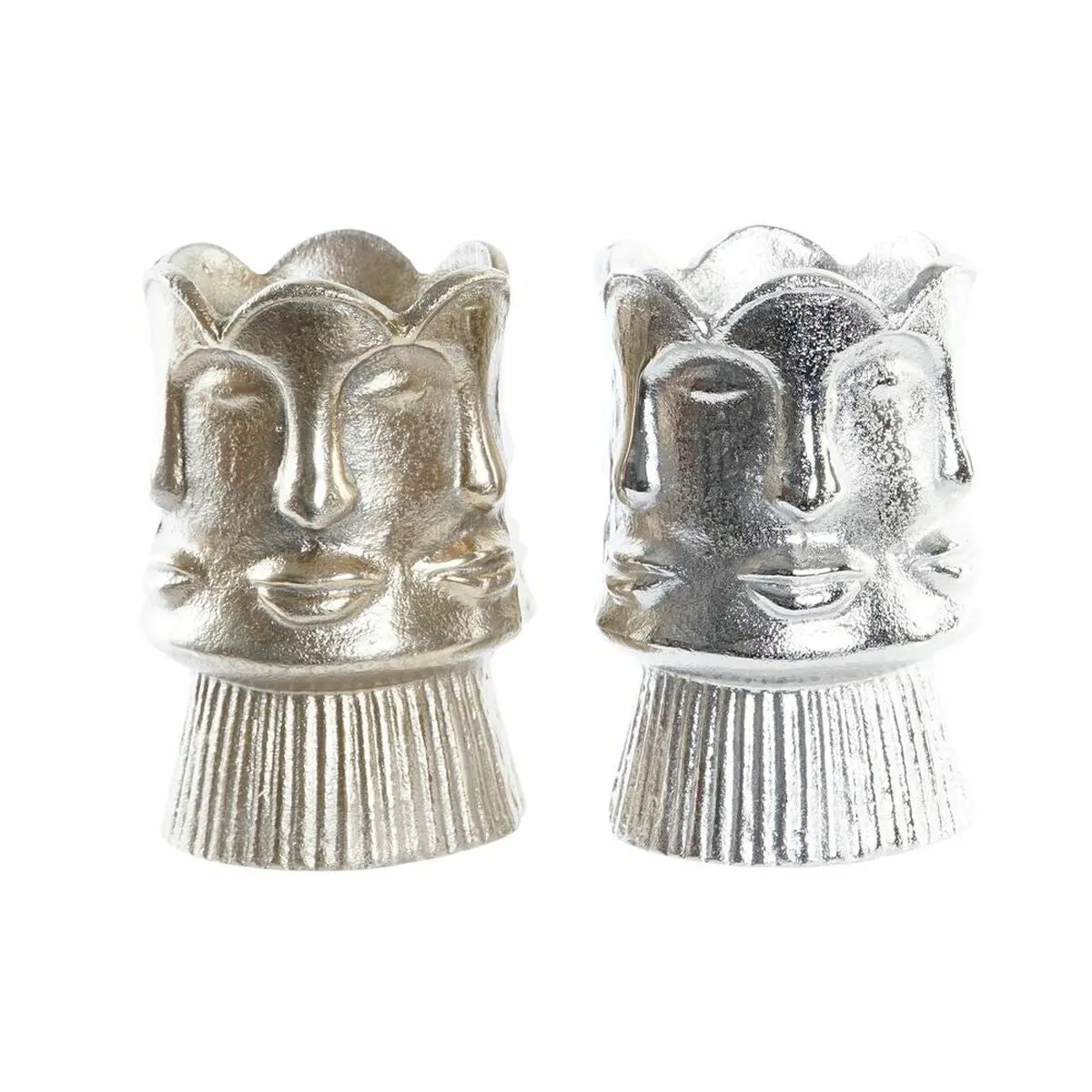 Vase Dkd Home Decor Golden Face Champagne Silver Aluminium Modern 12 X 12 X 17 Cm (2 Units) 1