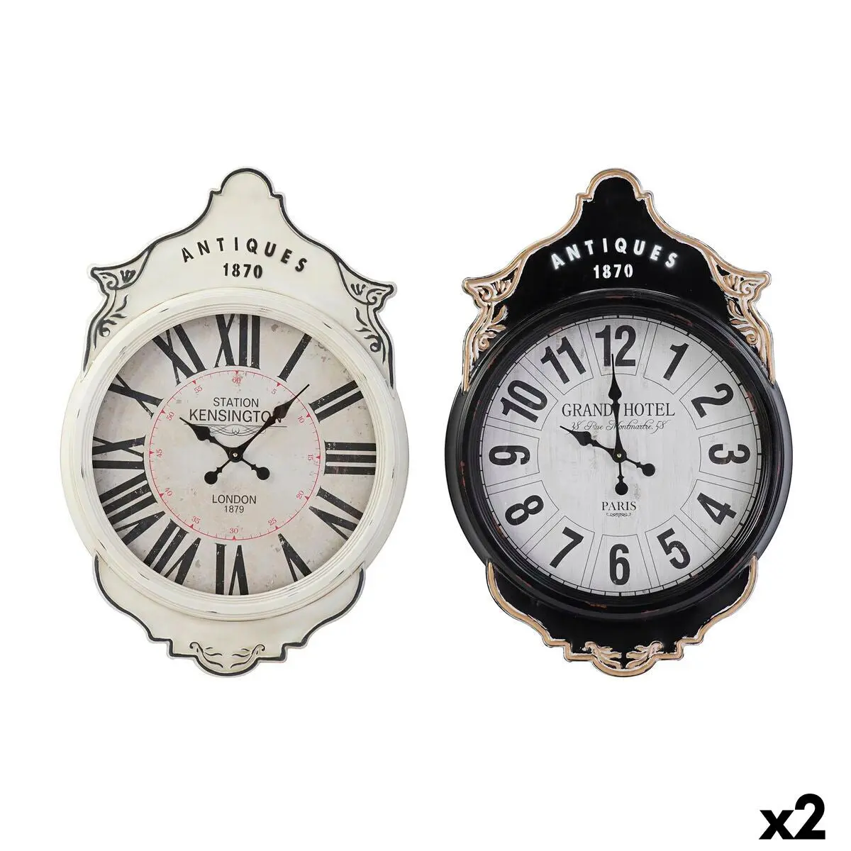 Wall Clock Dkd Home Decor White Black Crystal Iron 61 X 6 X 89 Cm (2 Units) 1