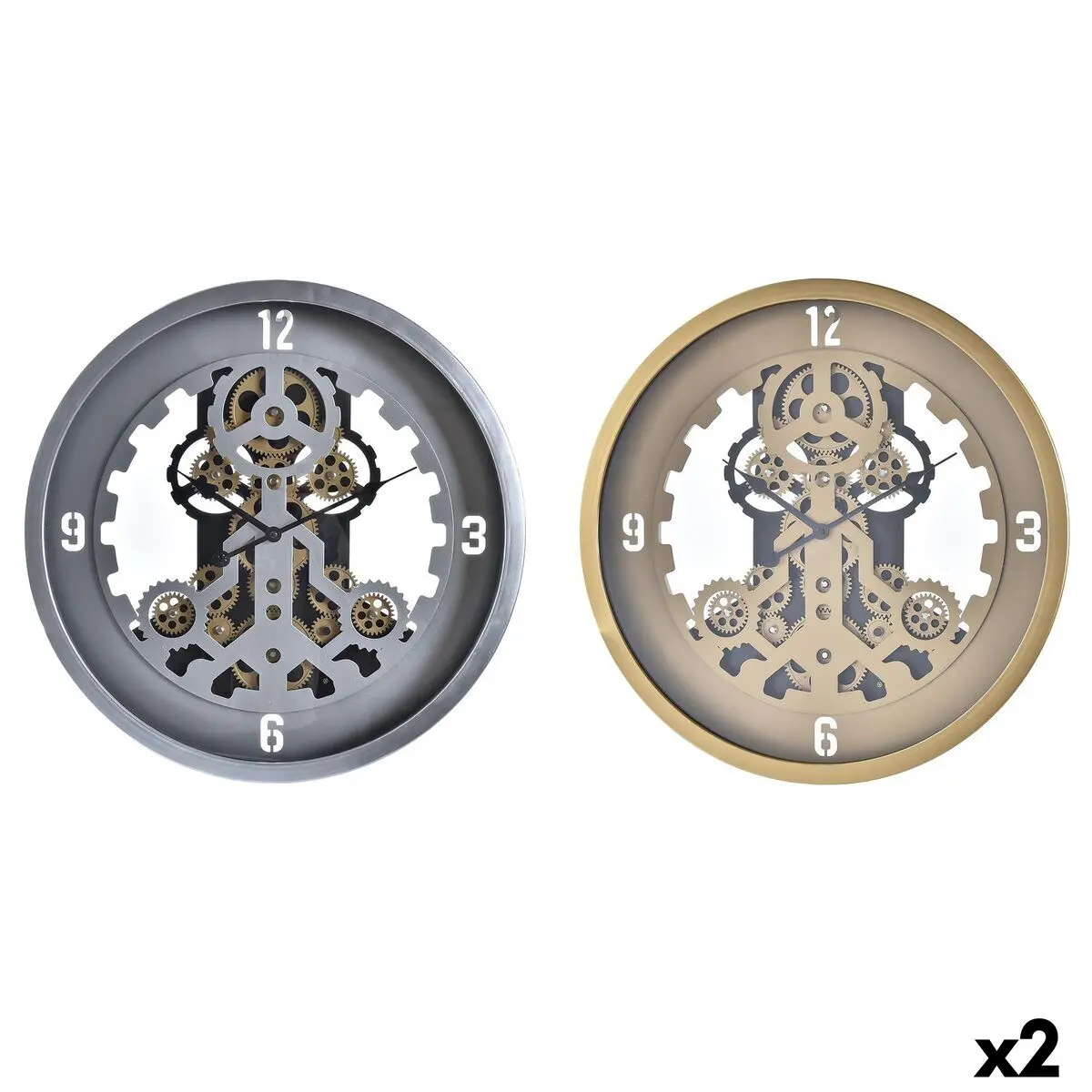 Wall Clock Dkd Home Decor Golden Silver Crystal Iron 50 X 8 X 50 Cm (3 Units) (2 Units) 1