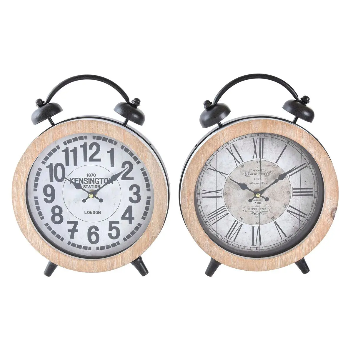 Table Clock Dkd Home Decor White Natural Traditional (2 Units) 1