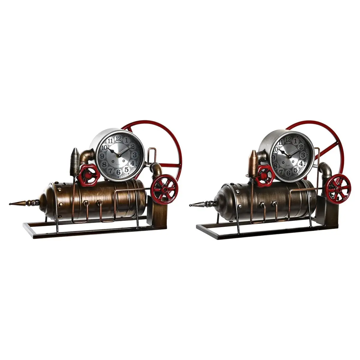 Table Clock Dkd Home Decor Red Copper Golden Iron Vintage Stopcock 47 X 16 X 26 Cm (2 Units) 1