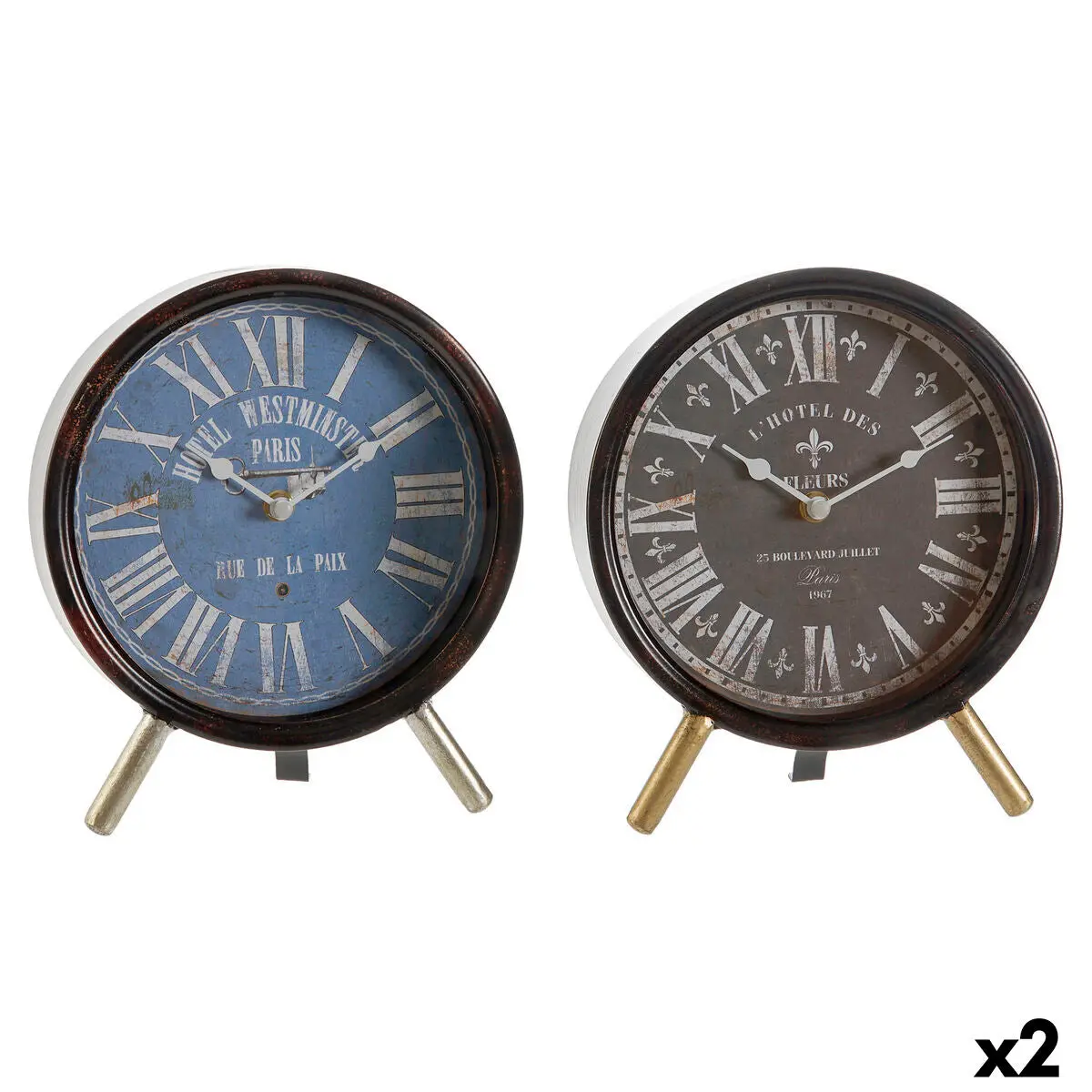 Table Clock Dkd Home Decor Blue Black Vintage (2 Units) 1