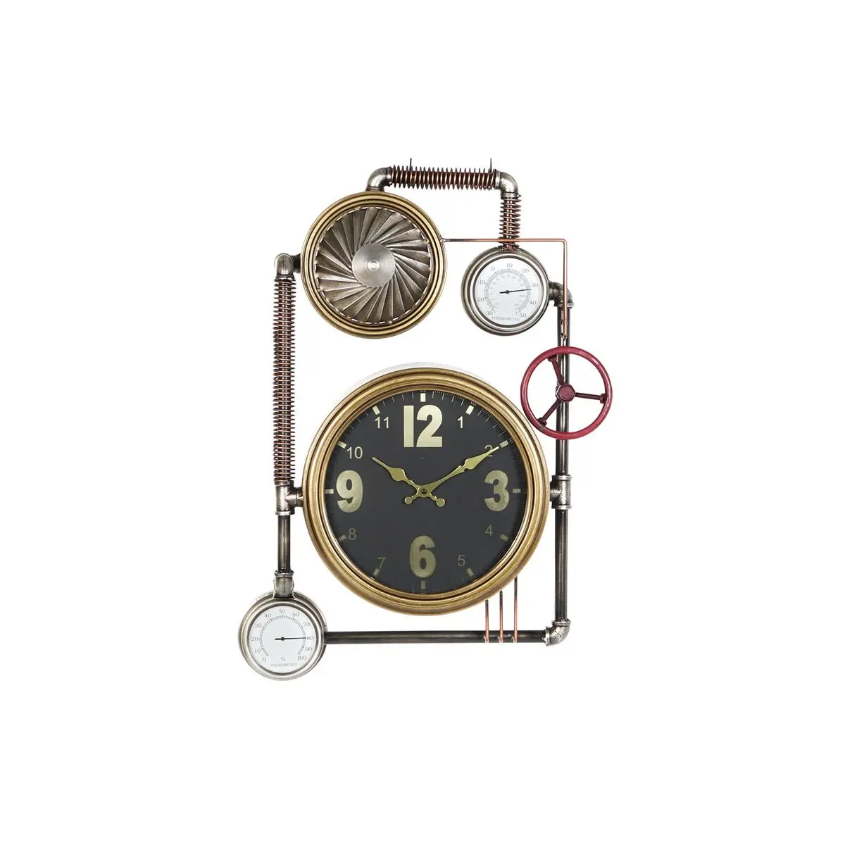 Wall Clock Dkd Home Decor Valves Crystal Golden Iron (50,5 X 12 X 73 Cm) 1
