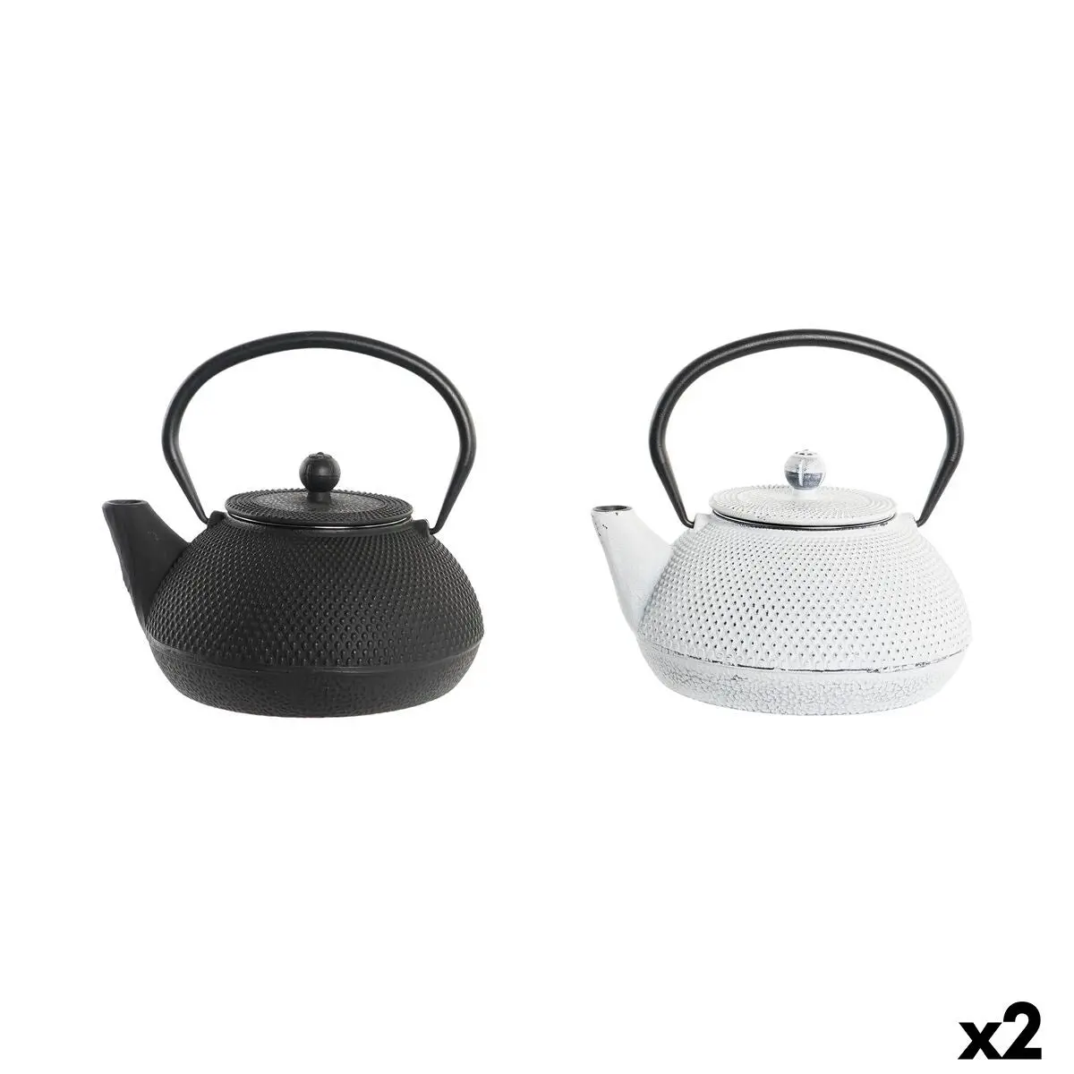 Teapot Dkd Home Decor Black Stainless Steel White (2 Units) 1