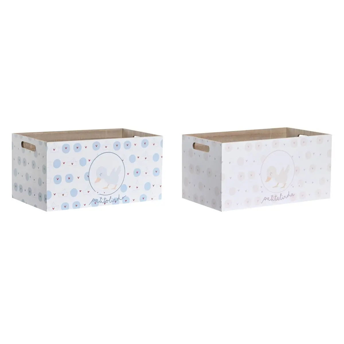 Storage Box Dkd Home Decor Blue Pink Mdf Wood 36 X 21 X 18 Cm (2 Units) 1