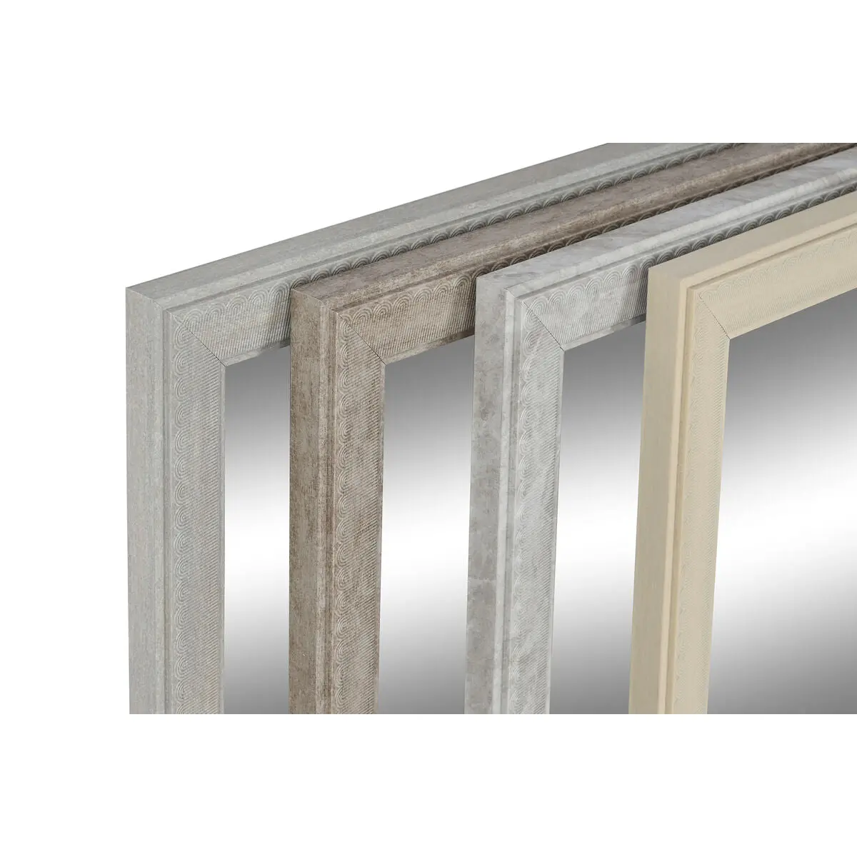 Wall Mirror Dkd Home Decor White Beige Dark Grey 36 X 2 X 66 Cm (4 Units) 2