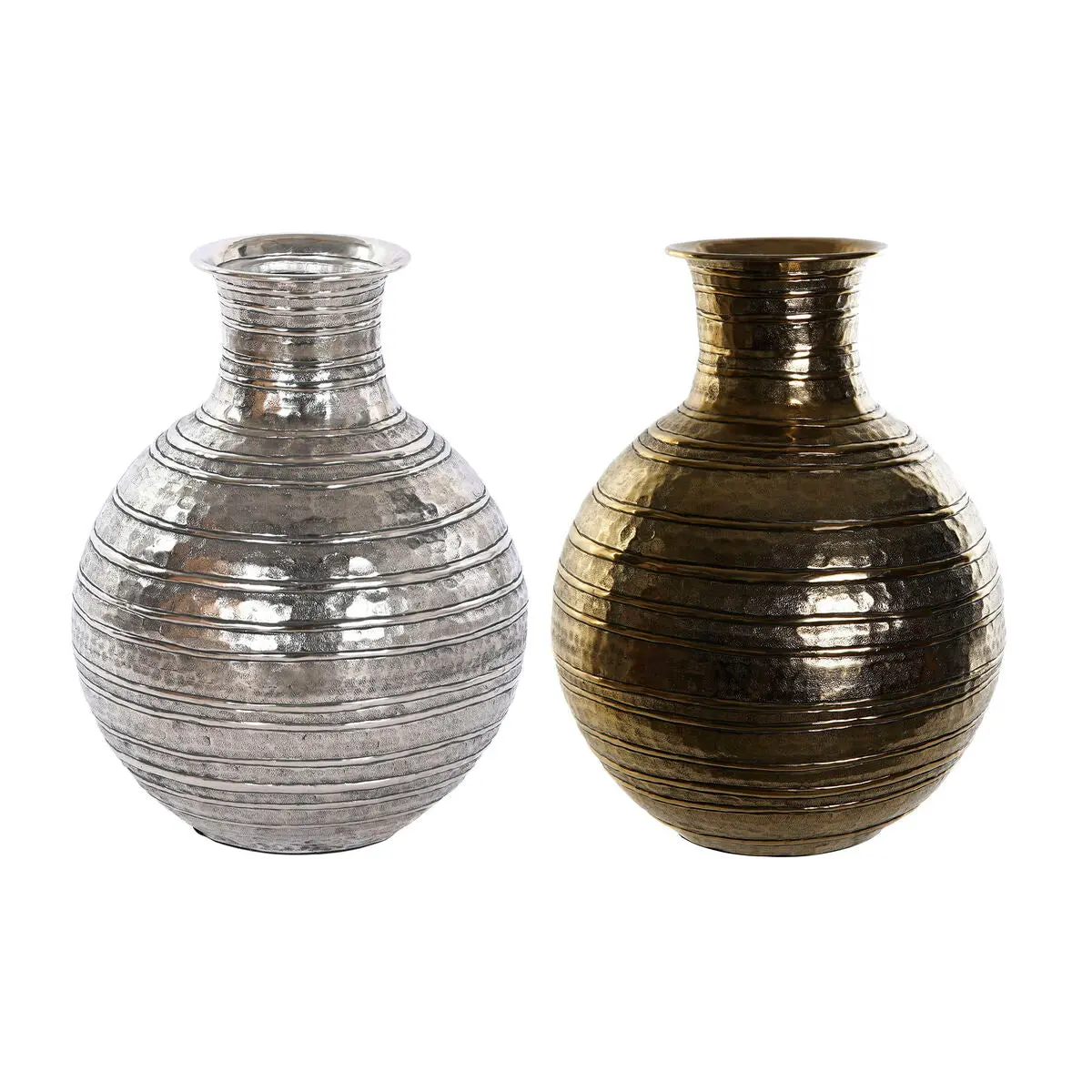 Vase Dkd Home Decor Golden Silver Aluminium Modern Aged Finish 38 X 38 X 50 Cm (2 Units) 1