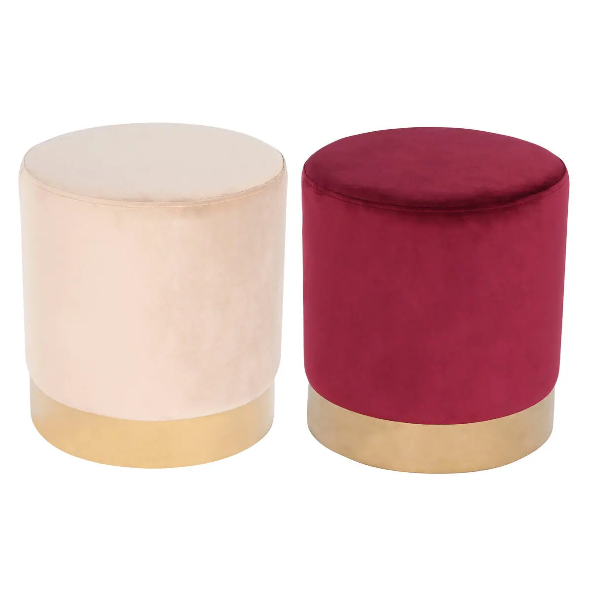 Footrest Dkd Home Decor Beige Burgundy Velvet 40 X 40 X 42 Cm (2 Units) 1