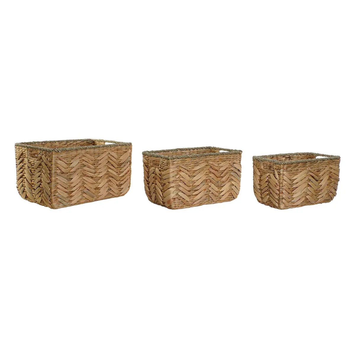 Basket Set Home Esprit Natural Seagrass Natural Fibre Boho 44,5 X 32,5 X 27,5 Cm 3 Pieces 1