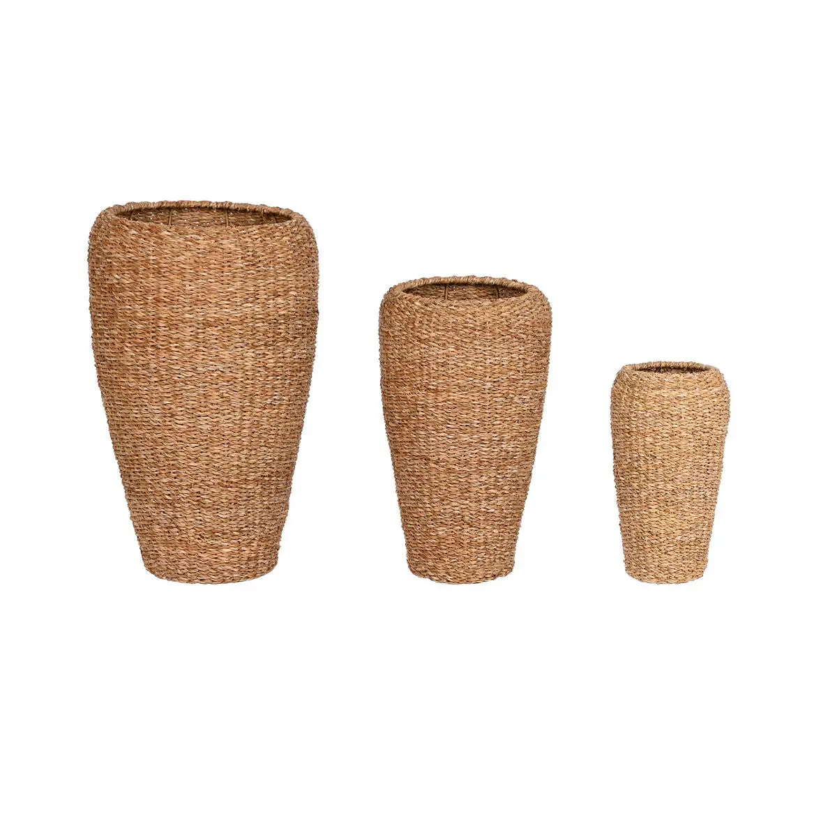 Set Of Planters Home Esprit Natural Metal Natural Fibre Bali 43 X 43 X 70 Cm (3 Pieces) 1