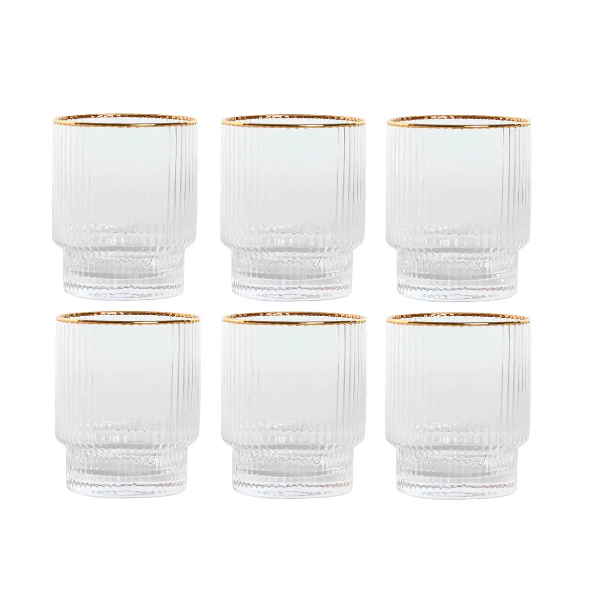 Set Of Glasses Home Esprit Transparent Golden Crystal 320 Ml (6 Units) 1