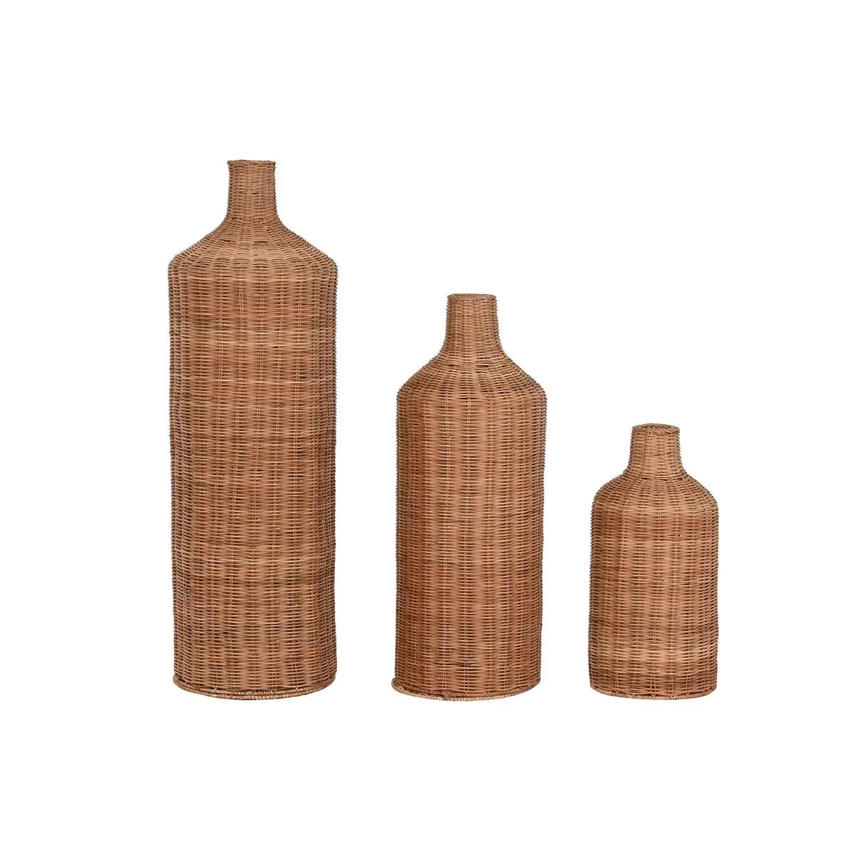Set Of 3 Vases Home Esprit Brown Metal Natural 25 X 25 X 82 Cm (3 Pieces) 1