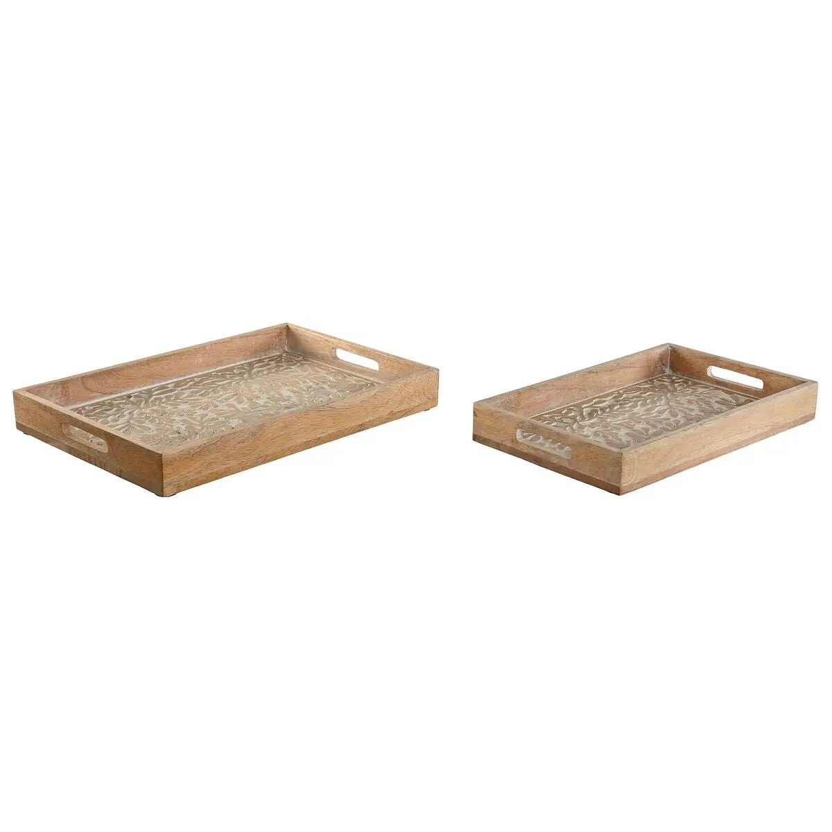 Set Of Trays Home Esprit White Natural Mango Wood Mdf Wood 44 X 29 X 5 Cm (2 Units) 1