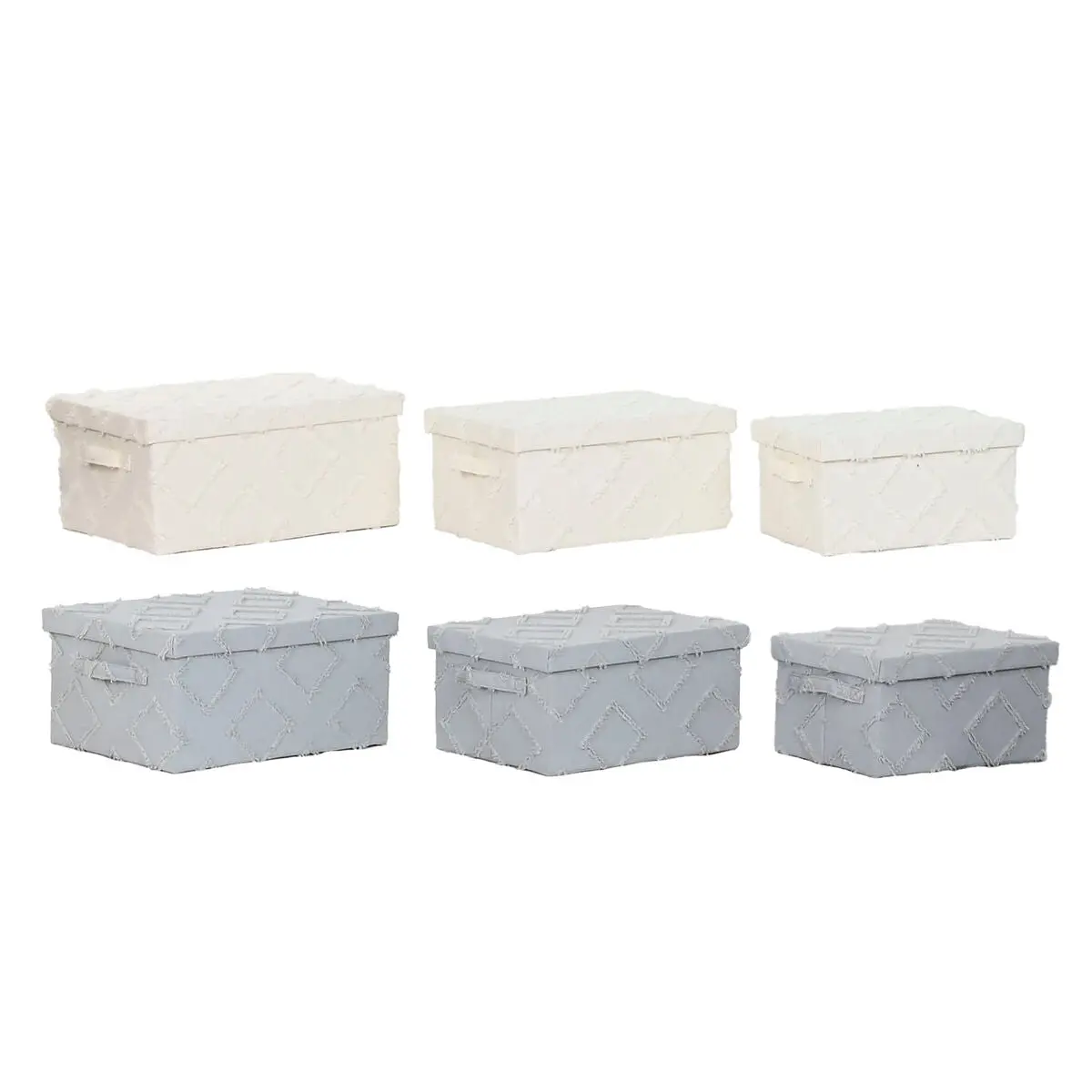 Set Of Decorative Boxes Home Esprit Grey Cream 40 X 30 X 20 Cm 3 Pieces (2 Units) 1