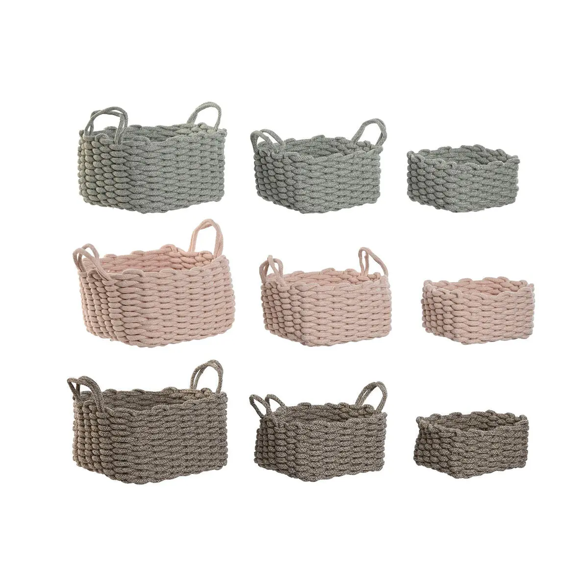 Basket Set Home Esprit Rope 28 X 28 X 18 Cm 1