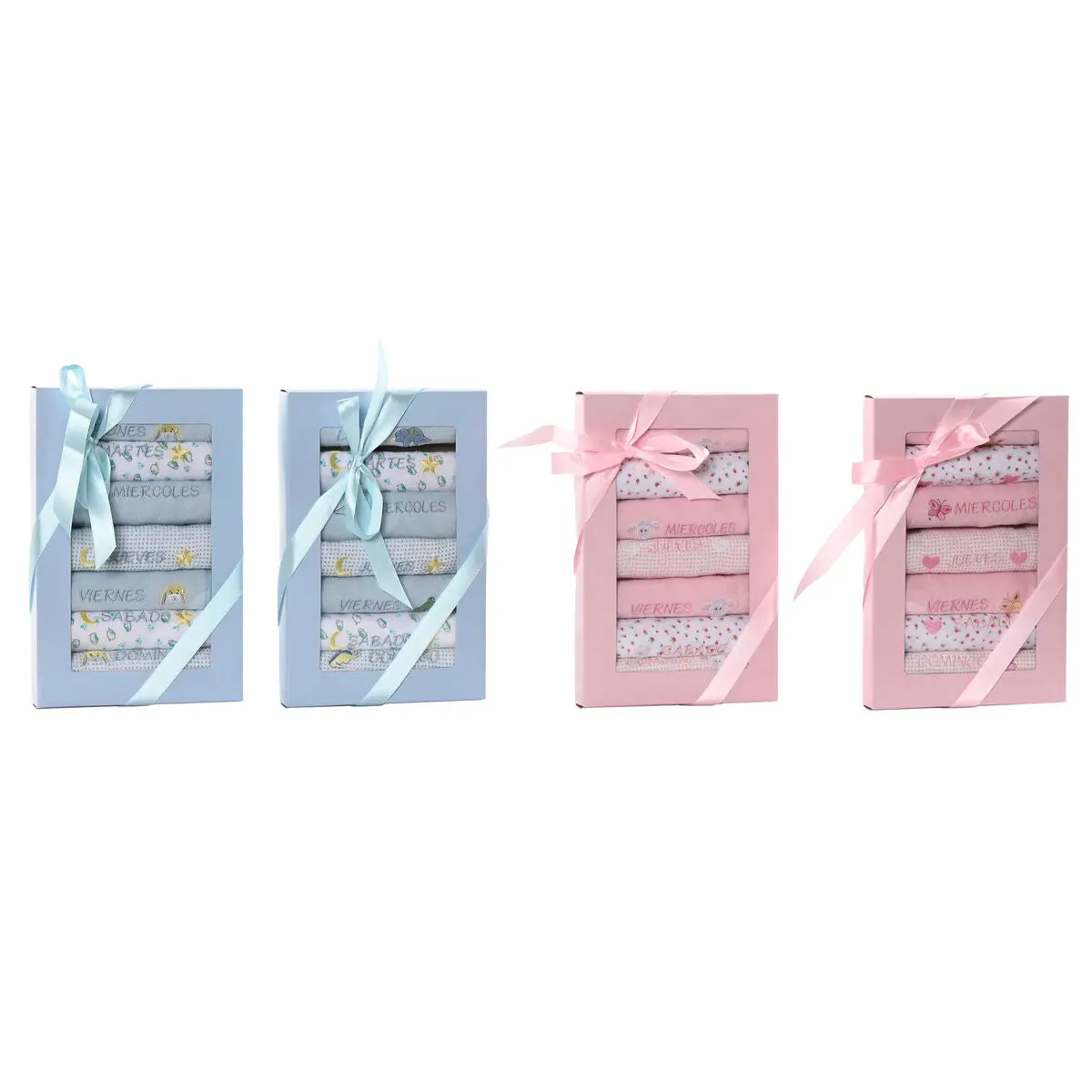 Bib Set Home Esprit Blue Pink Cotton 19 X 29 X 3 Cm (4 Units) 1