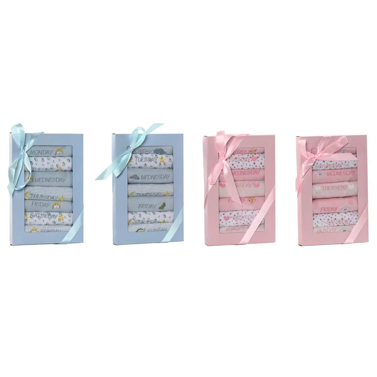 Bib Set Home Esprit Blue Pink Cotton 19 X 29 X 3 Cm (4 Units) 1