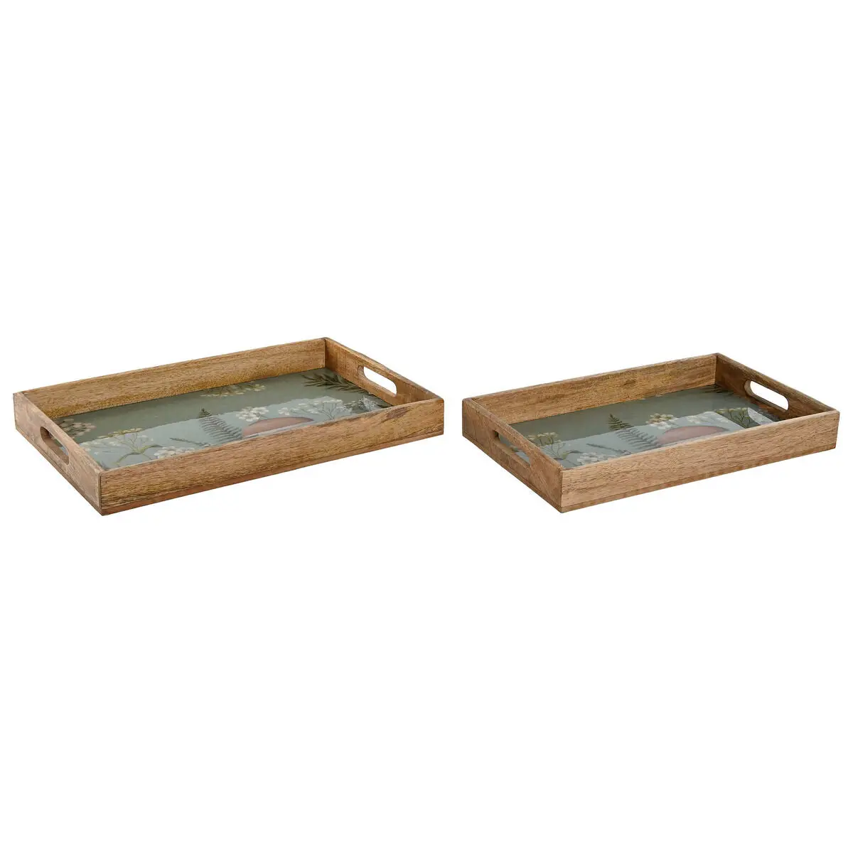 Set Of Trays Home Esprit Blue Natural Mango Wood 43,5 X 27 X 5,5 Cm (2 Units) 1