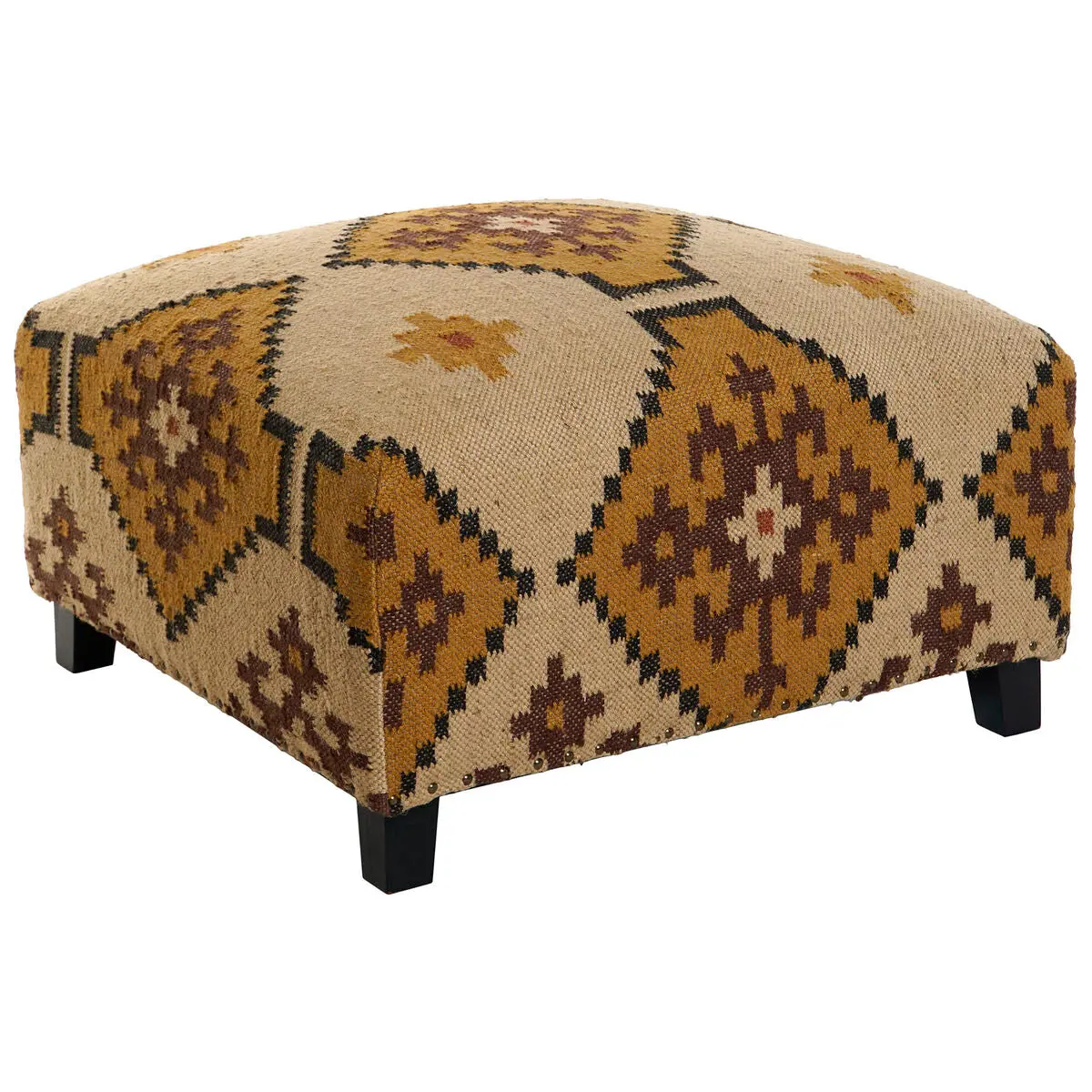 Footrest Home Esprit Beige Mustard 80 X 80 X 44 Cm 1