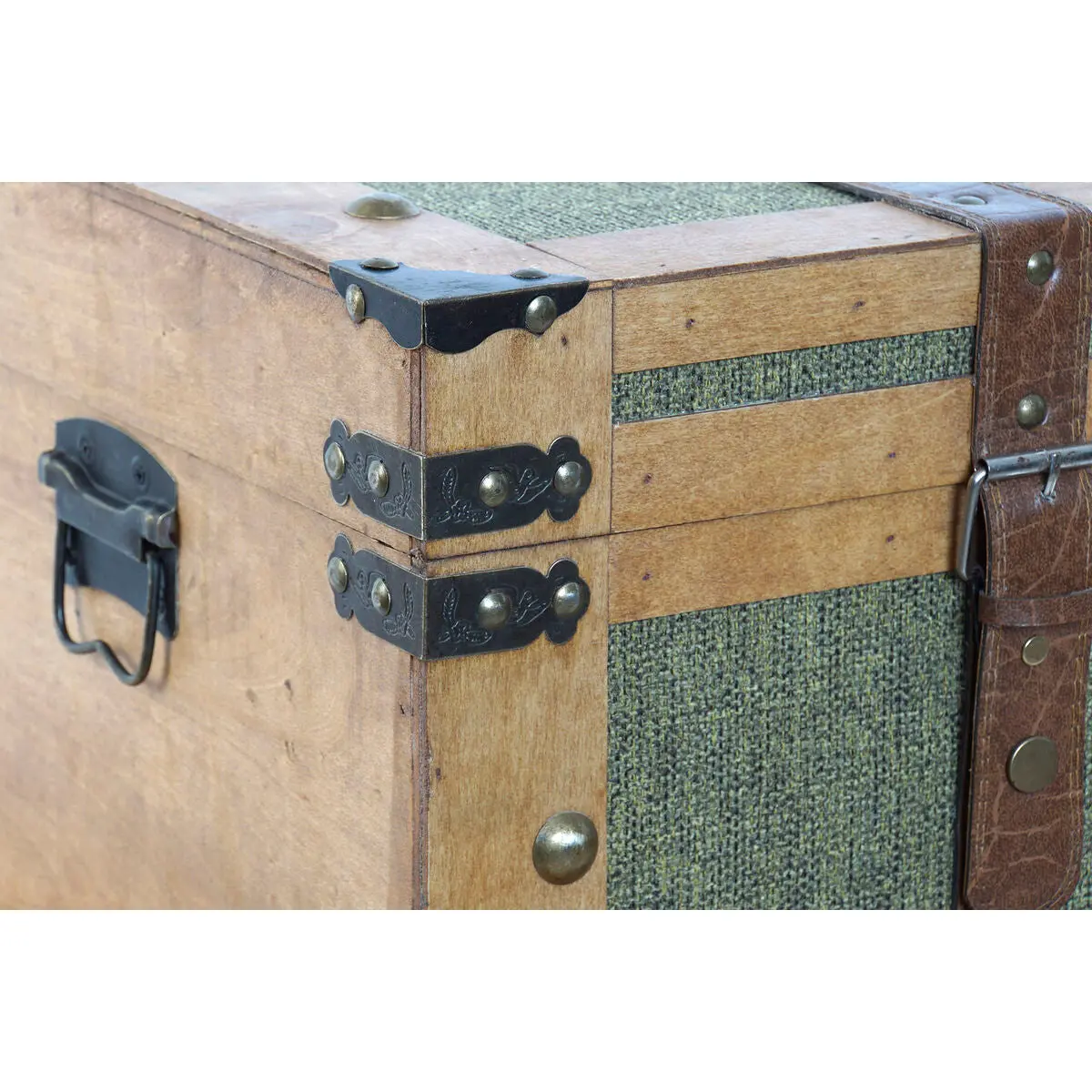 Set Of Chests Home Esprit Green Wood Canvas Tropical 81 X 50 X 45 Cm (3 Units) 2