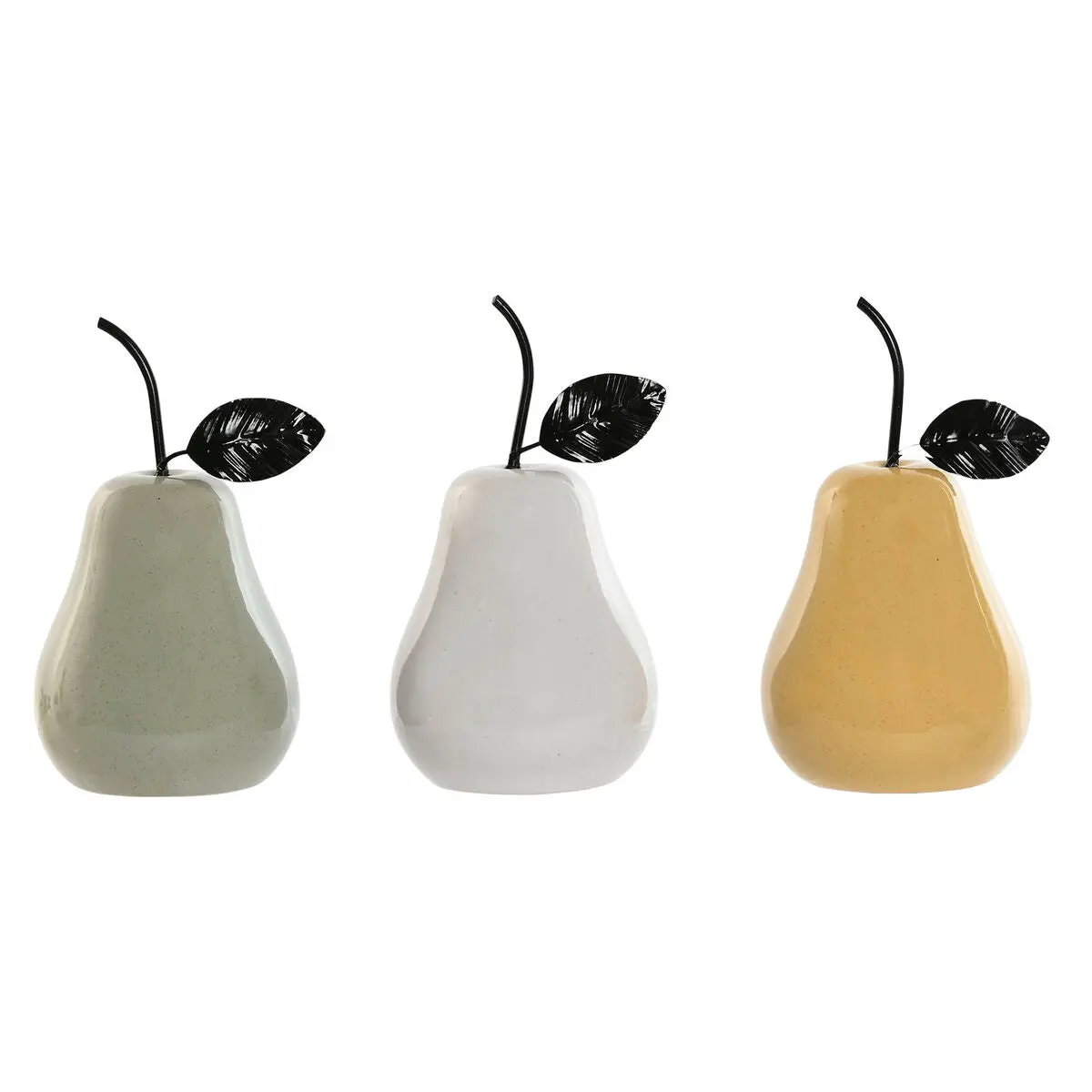Decorative Figure Home Esprit White Green Mustard Modern Pear 11 X 11 X 19 Cm (3 Units) 1