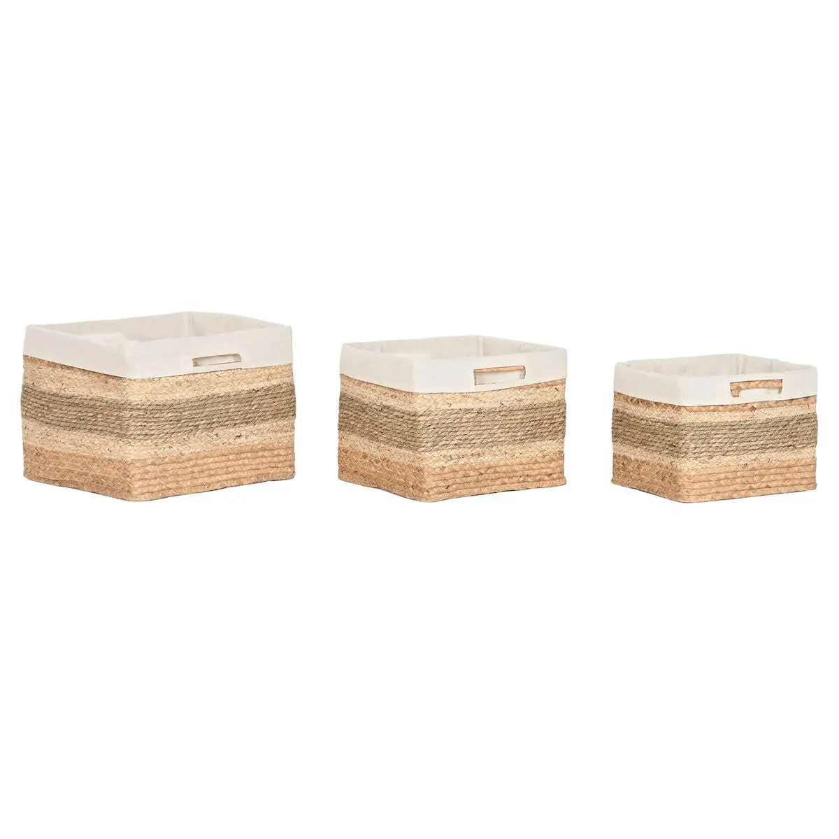 Basket Set Home Esprit Natural Seagrass Tropical 40 X 33 X 28 Cm 3 Pieces 1