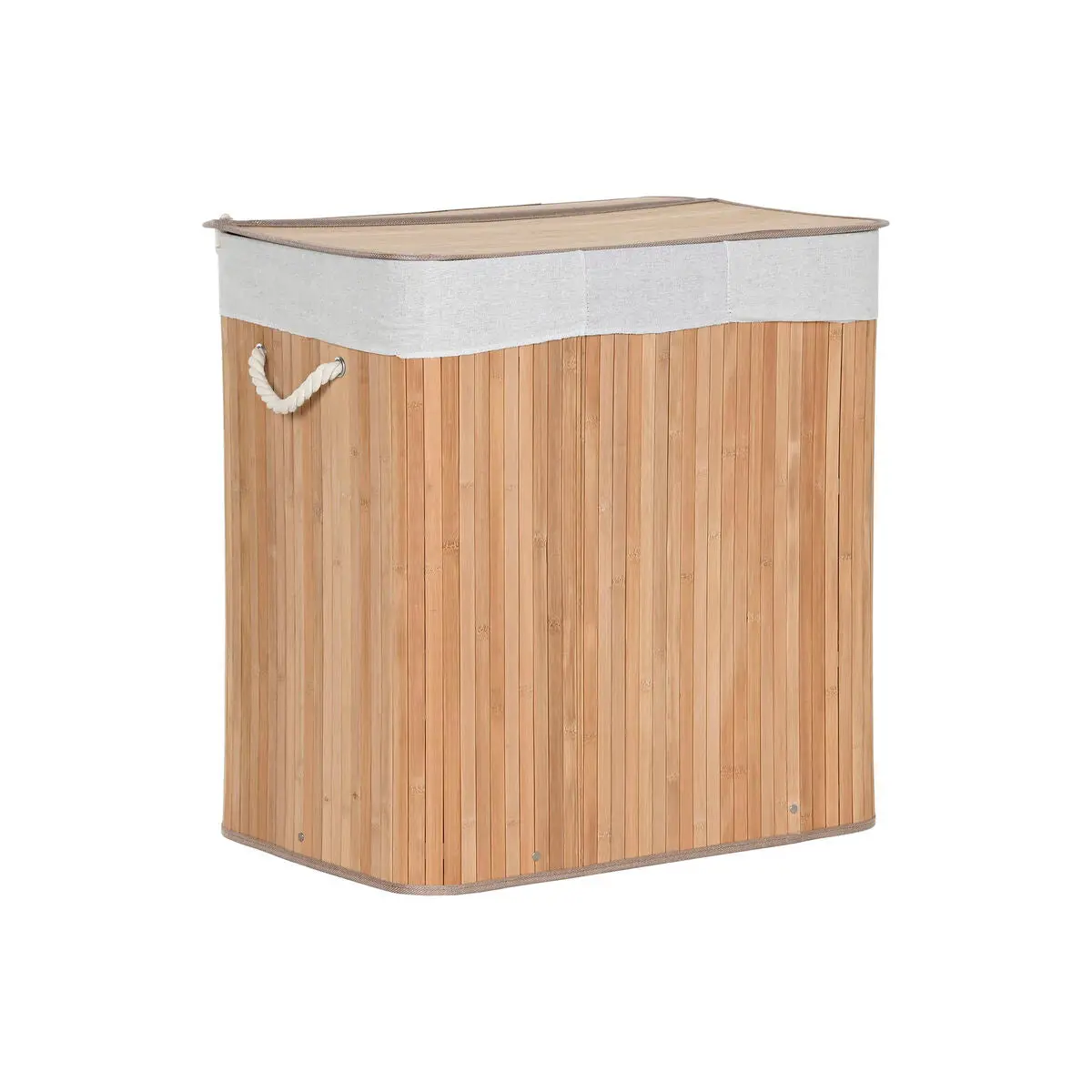 Laundry Basket Home Esprit White Natural Bamboo 140 L 60 X 40 X 60 Cm 1