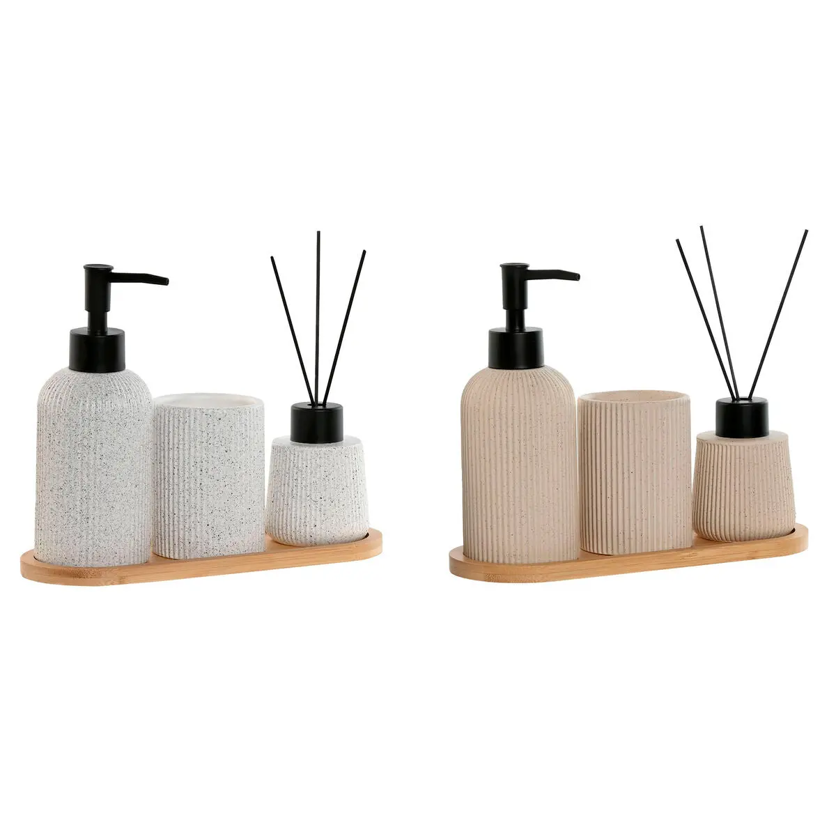 Bath Set Home Esprit White Cream Bamboo Dolomite 24 X 9 X 1 Cm 4 Pieces (2 Units) 1