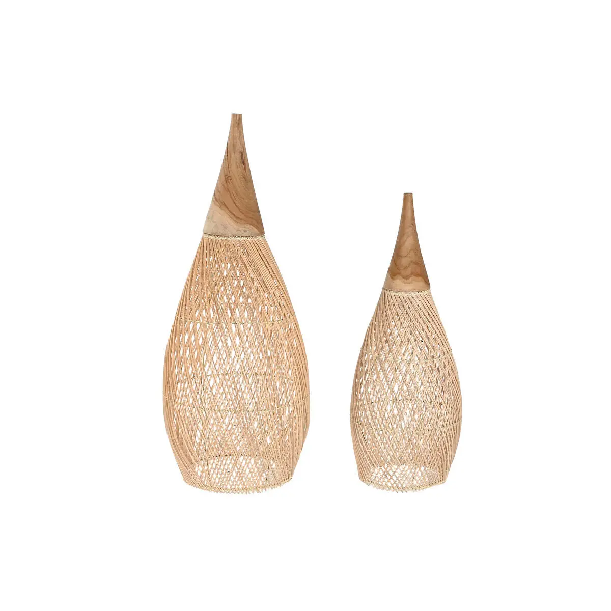 Lamp Shade Home Esprit Natural Bamboo Teak 35 X 35 X 85 Cm (2 Units) 1