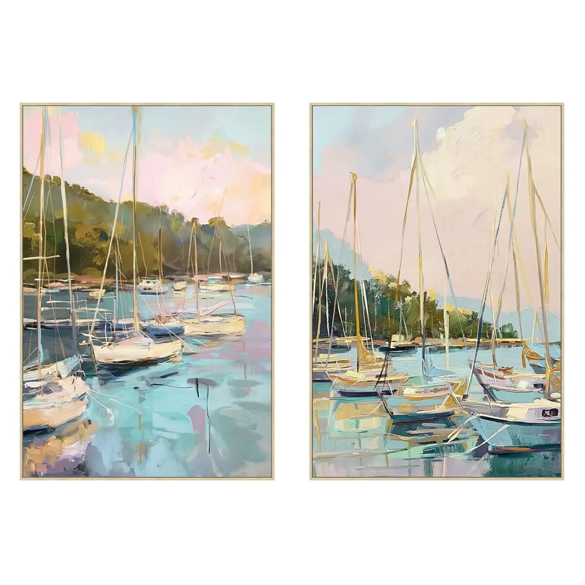 Canvas Home Esprit Blue Green Grey Pink Yachts Mediterranean (2 Units) 1