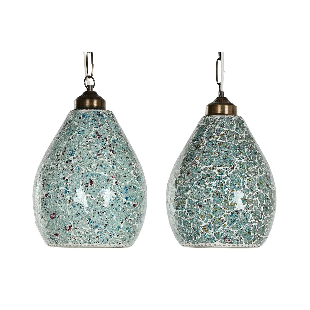 Ceiling Light Home Esprit Green Sky Blue Metal Crystal 25 W 23 X 23 X 66 Cm (2 Units) 1