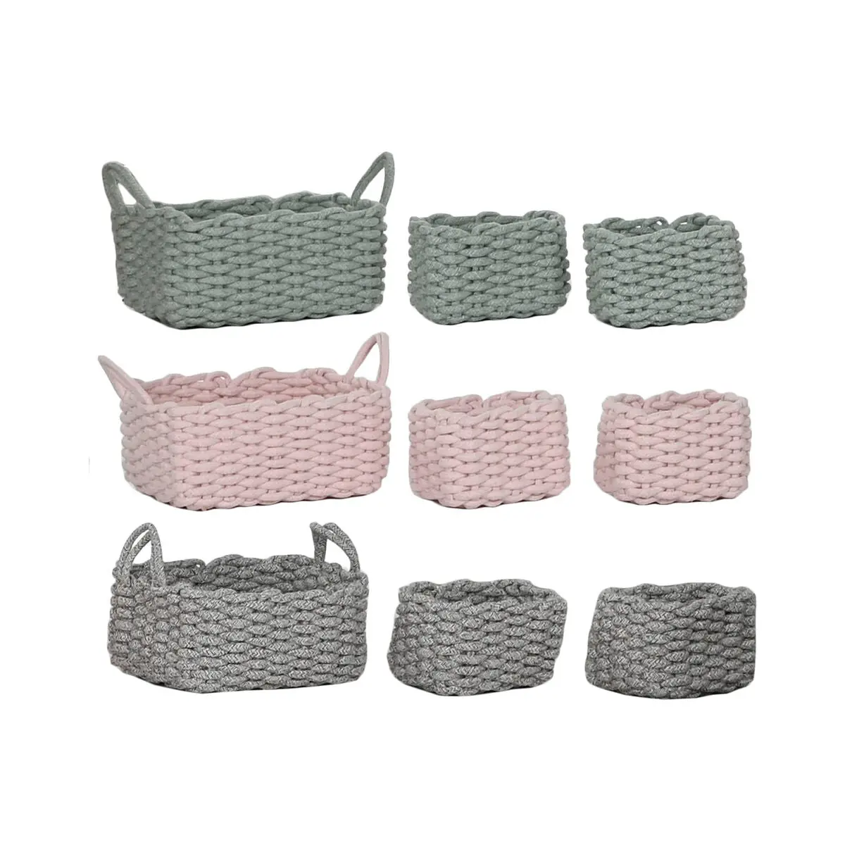 Basket Set Home Esprit Rope 32 X 25 X 15 Cm 1