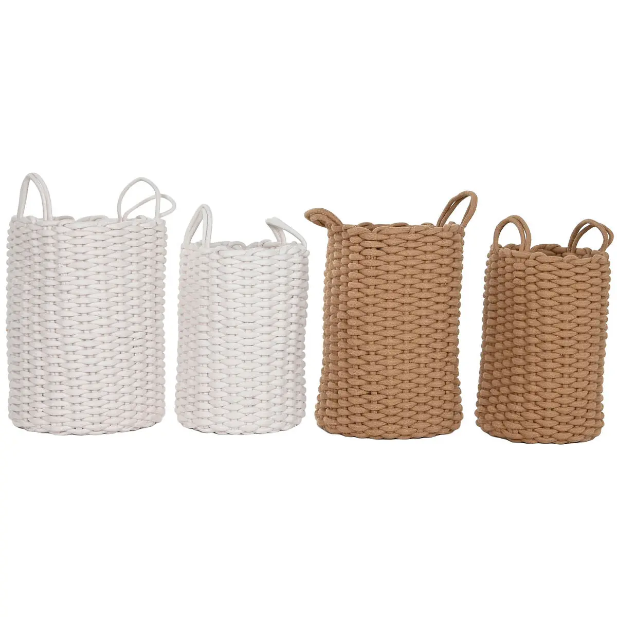 Basket Set Home Esprit White Beige Rope 30 X 30 X 43 Cm 2 Pieces (2 Units) 1
