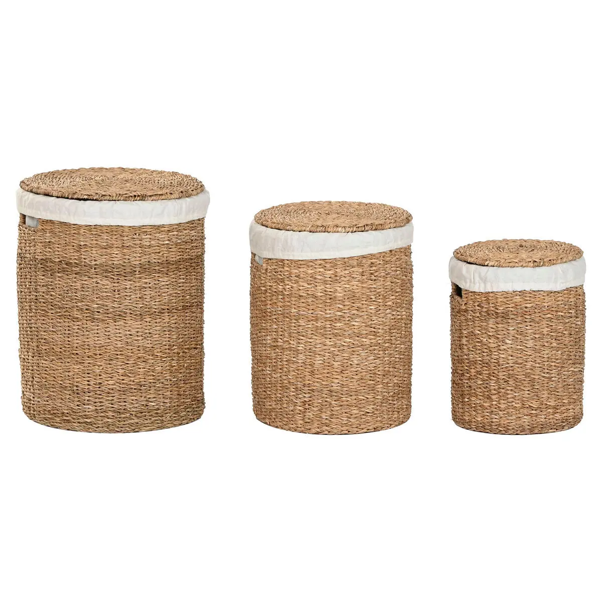 Basket Set Home Esprit White Natural Seagrass (3 Pieces) 1