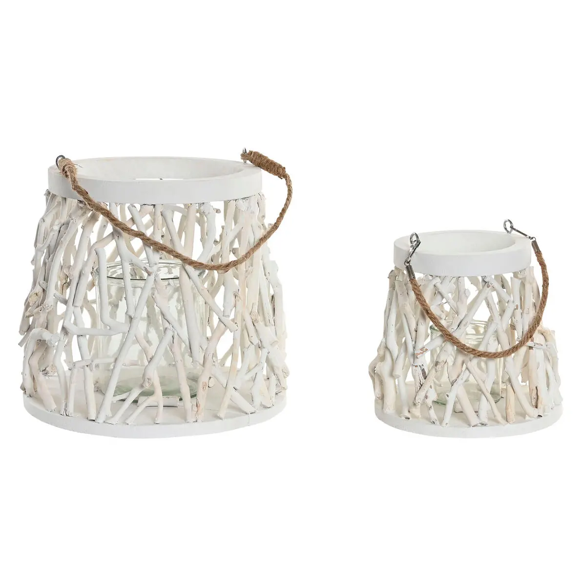 Candleholder Home Esprit White Wood Crystal 35 X 35 X 32 Cm (2 Units) 1