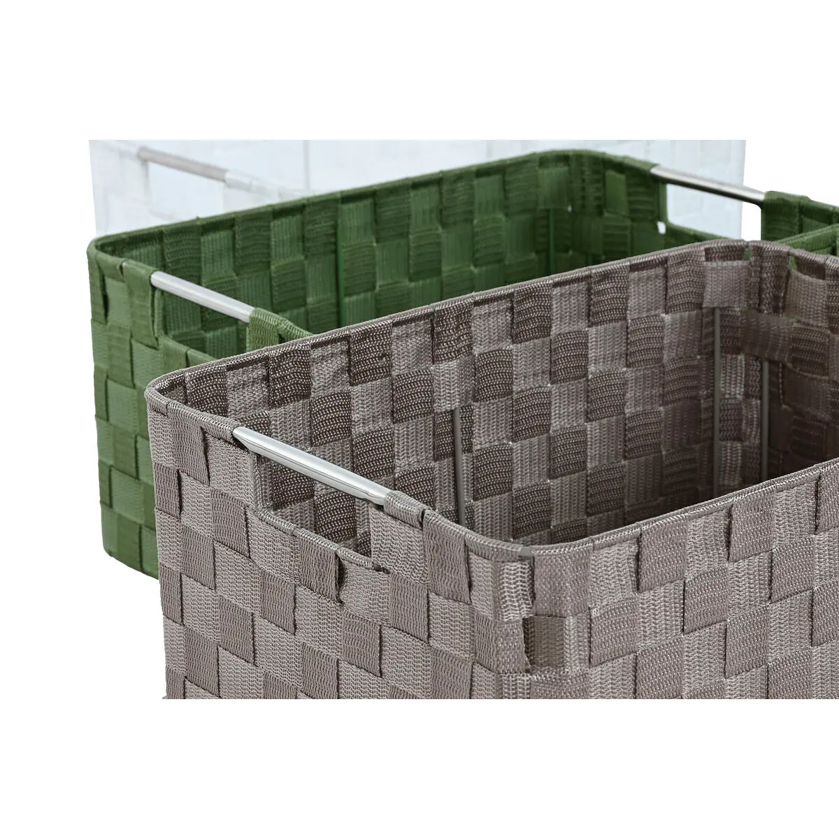 Basket Set Home Esprit Green Grey Cream Metal Polypropylene 44 X 32 X 20 Cm (3 Units) 2