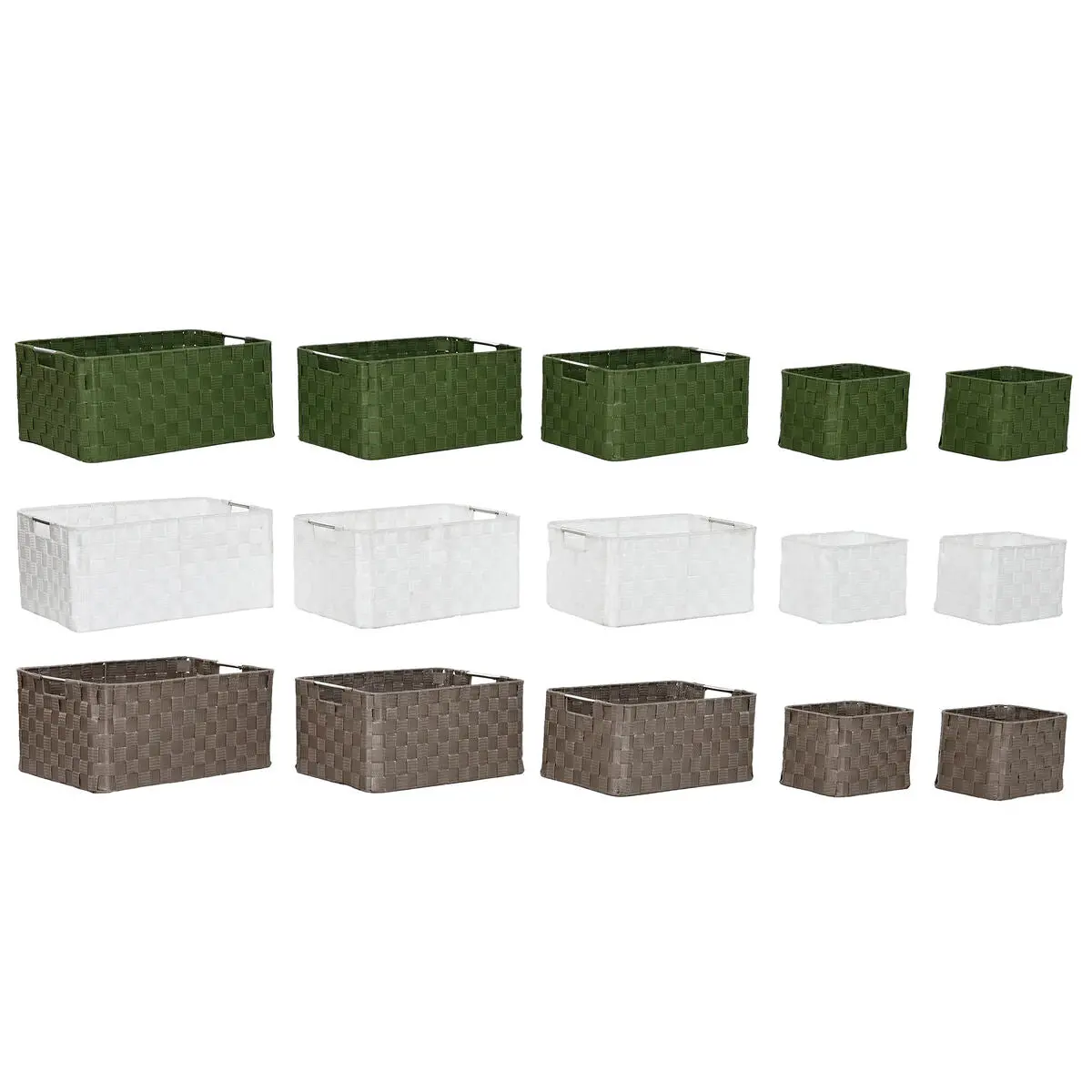 Basket Set Home Esprit Green Grey Cream Metal Polypropylene 44 X 32 X 20 Cm (3 Units) 1