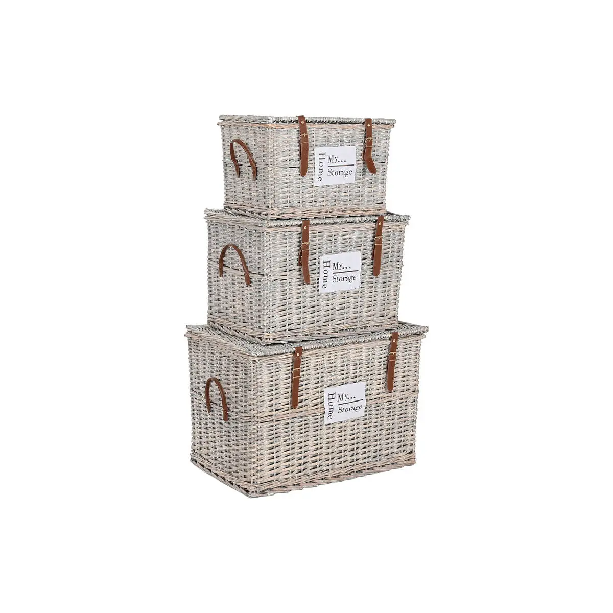 Set Of Chests Home Esprit Natural Wicker 67 X 45 X 46 Cm 1