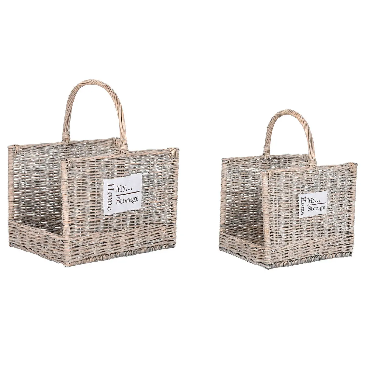 Log Stand Home Esprit Natural Wicker 47 X 35 X 54 Cm (2) 1
