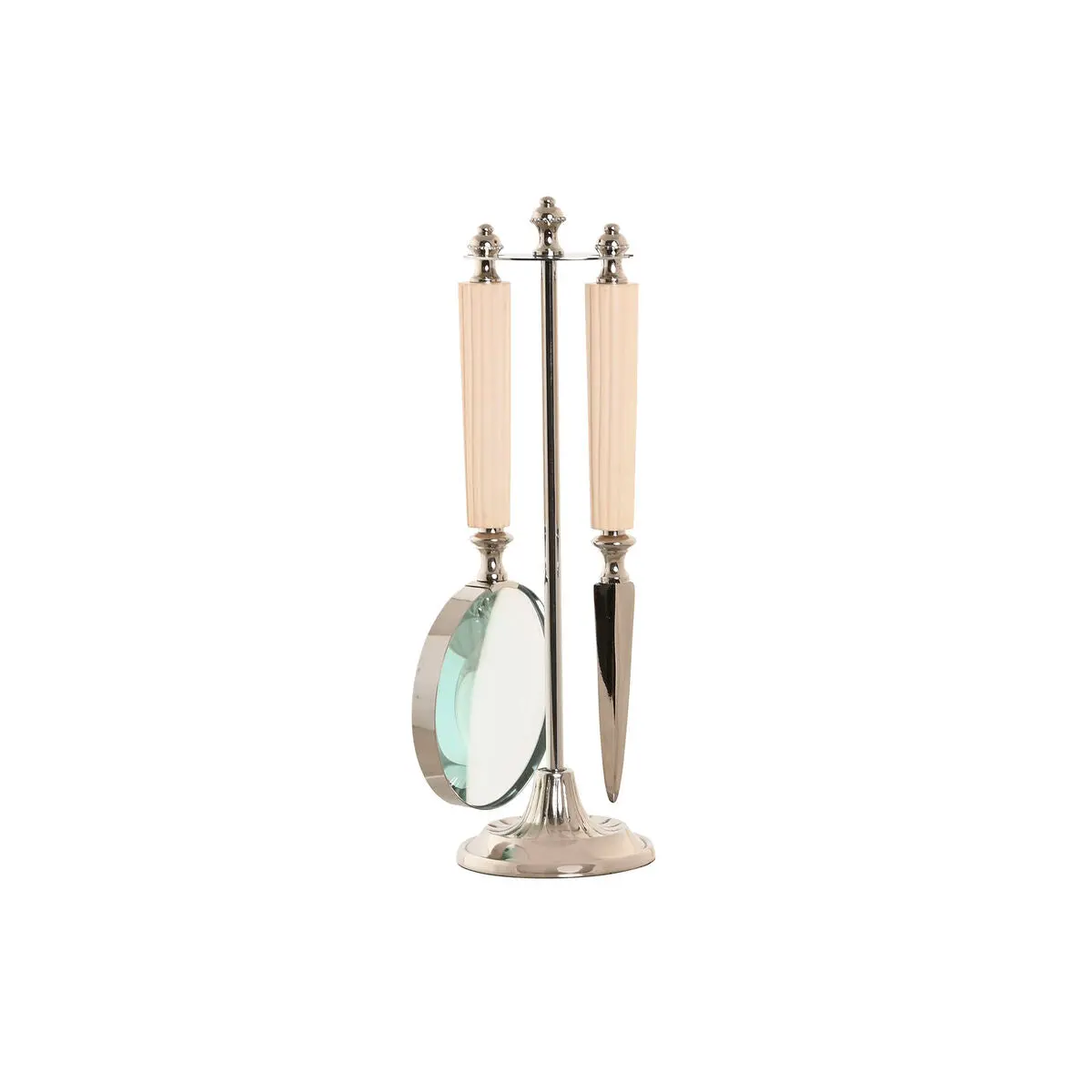 Magnifying Glass Home Esprit Crystal Steel Bone 8 X 8 X 30 Cm 1