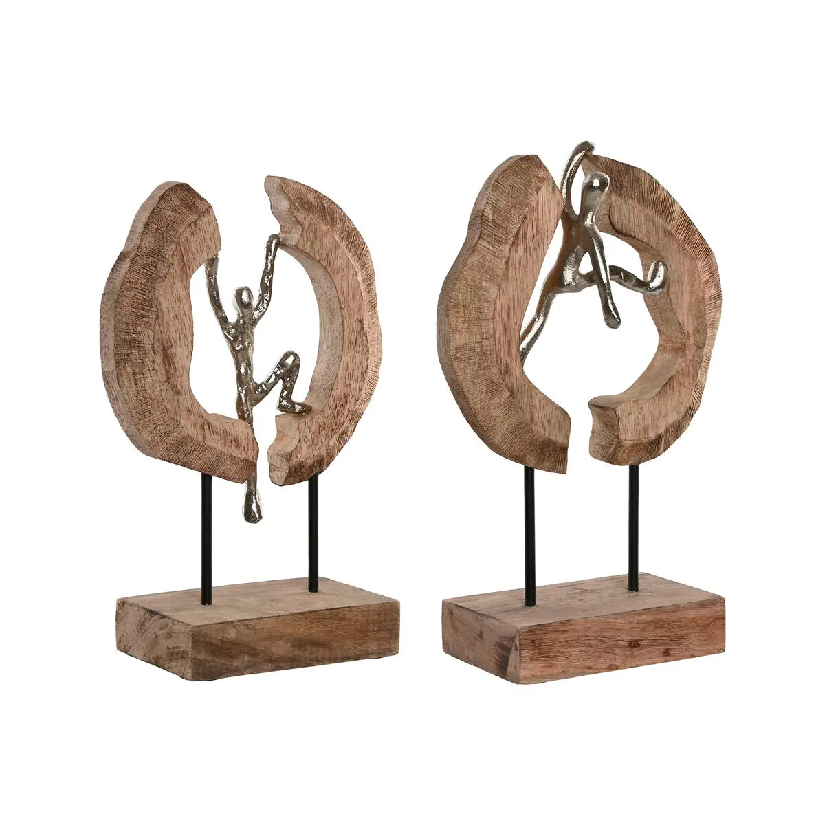 Decorative Figure Home Esprit Brown Silver Natural 19 X 9 X 28 Cm (2 Units) 1