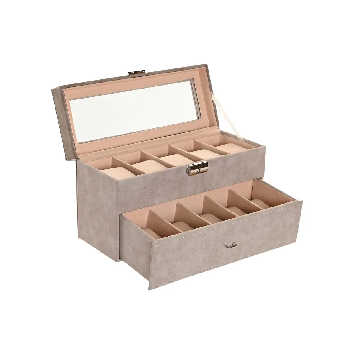 Jewelry Box Home Esprit Grey Polyurethane Crystal Mdf Wood 27,5 X 11 X 15 Cm 1