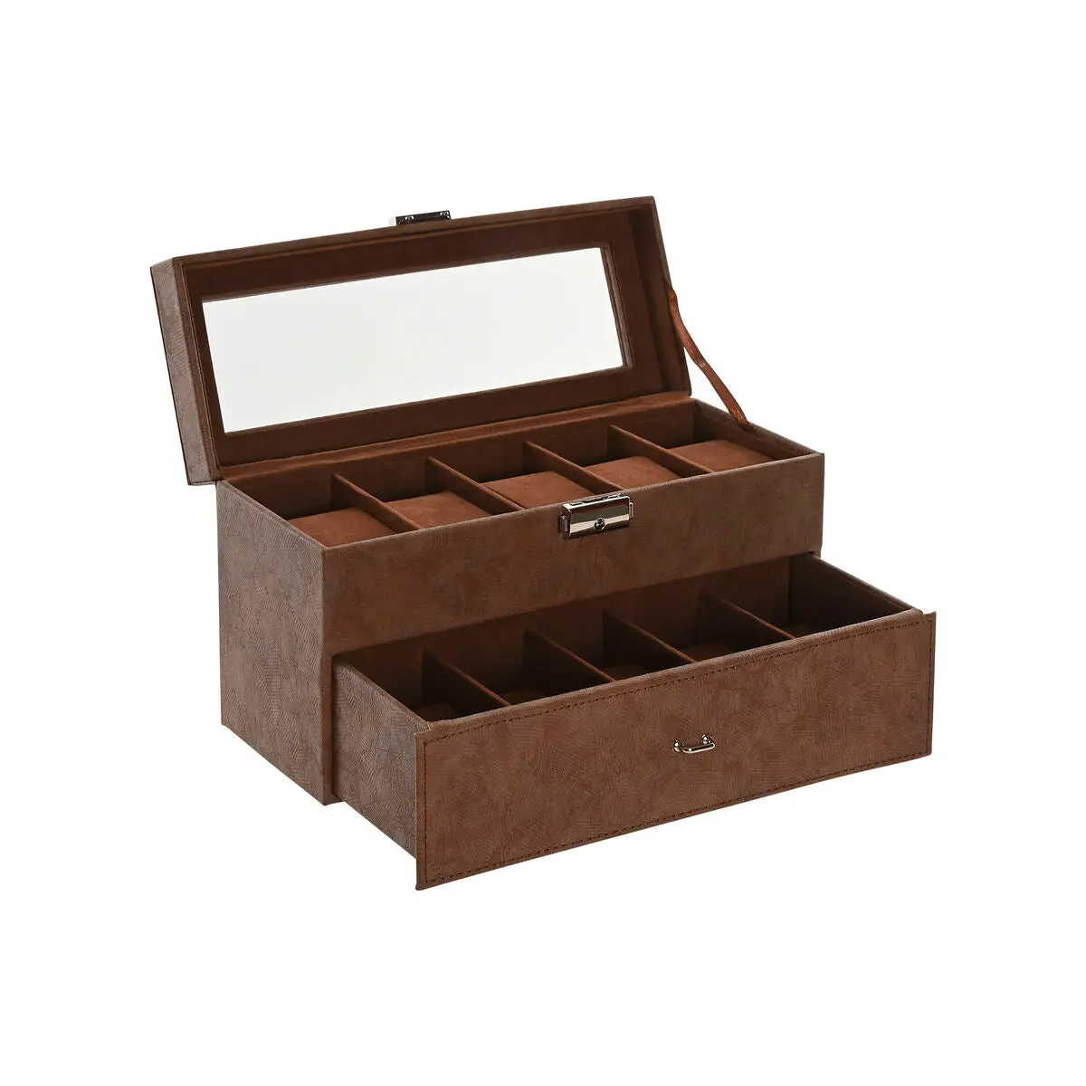Jewelry Box Home Esprit Brown Polyurethane Crystal Mdf Wood 27,5 X 11 X 15,5 Cm 1