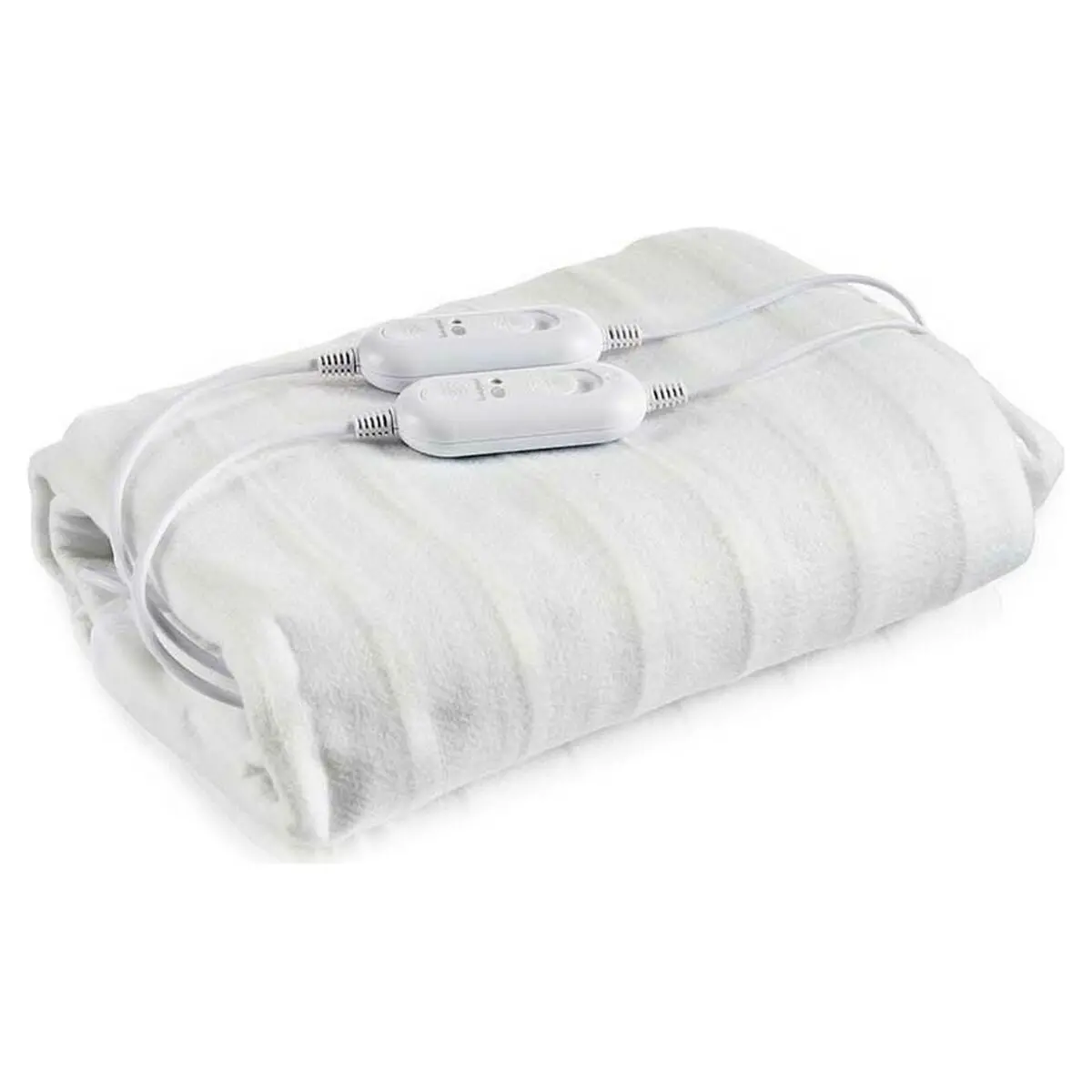 Double Electric Underblanket Gift Decor White Polyester 140 X 1 X 160 Cm Geometric 2 X 60 W 1
