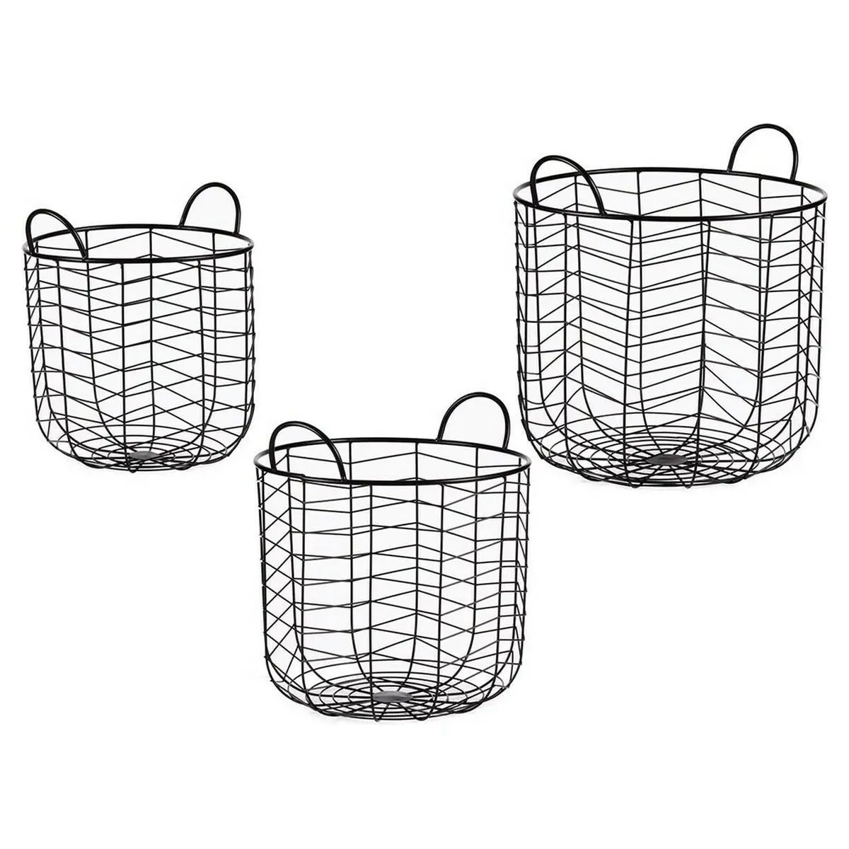Set Of Baskets Gift Decor Black Metal 3 Pieces (3 Units) 1
