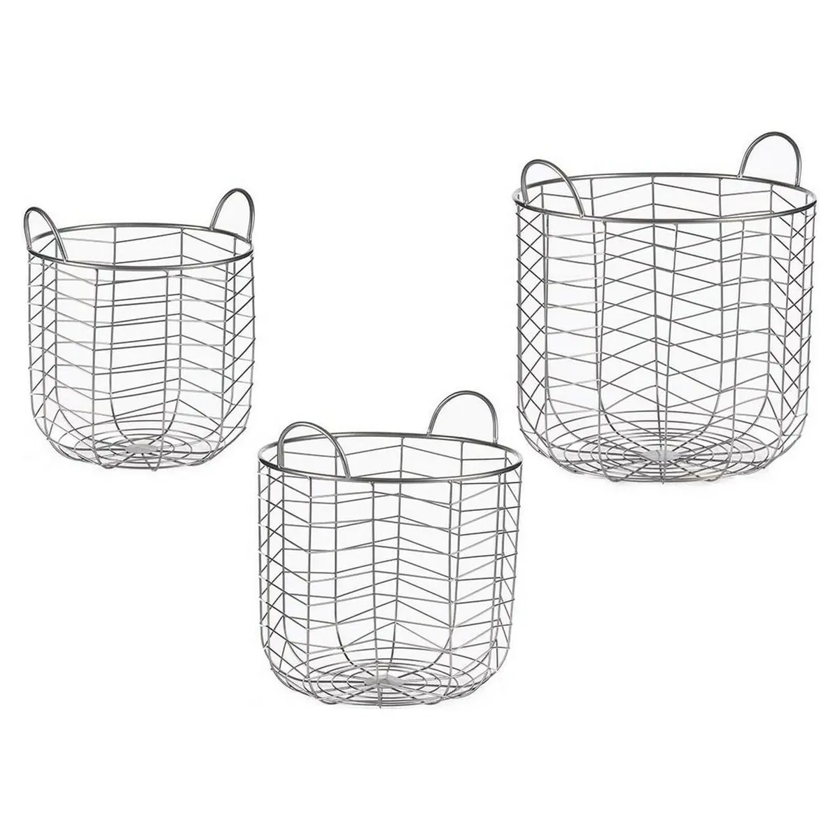 Set Of Baskets Gift Decor Silver Metal 3 Pieces (3 Units) 1