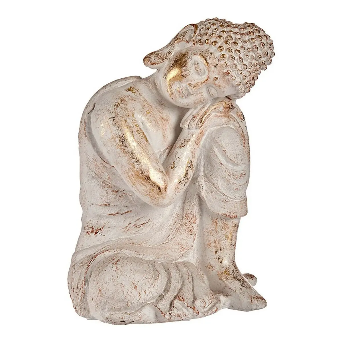 Decorative Garden Figure Ibergarden White Golden Polyresin 28,5 X 43,5 X 37 Cm Buddha 1