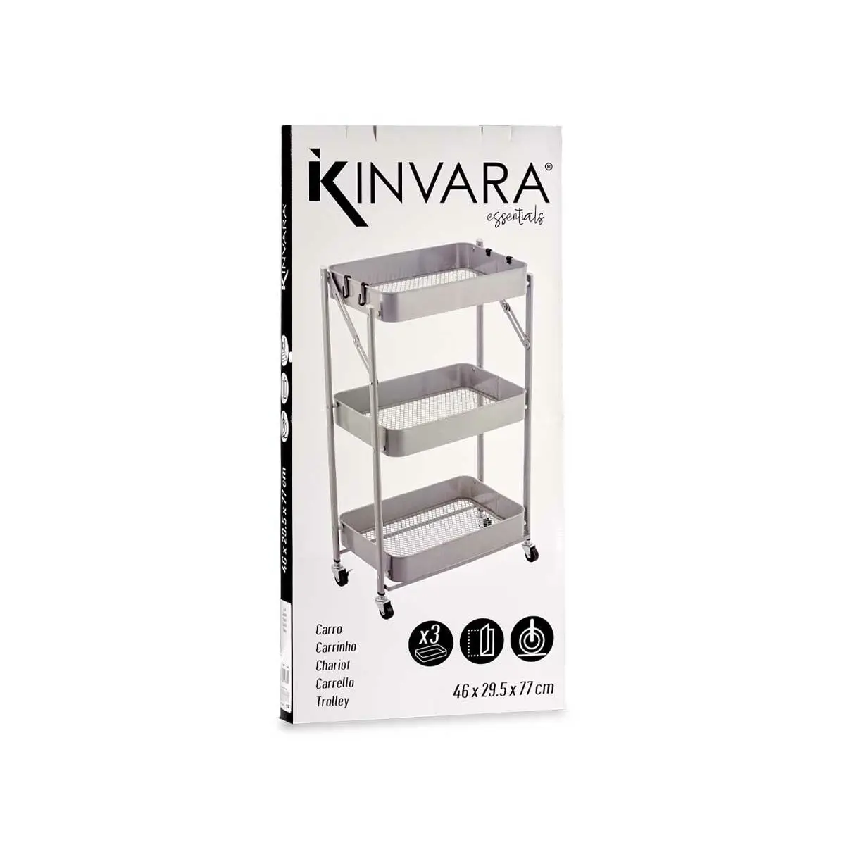 Vegetable Trolley Kinvara Grey Steel Plastic 29,5 X 78,5 X 45,5 Cm 2
